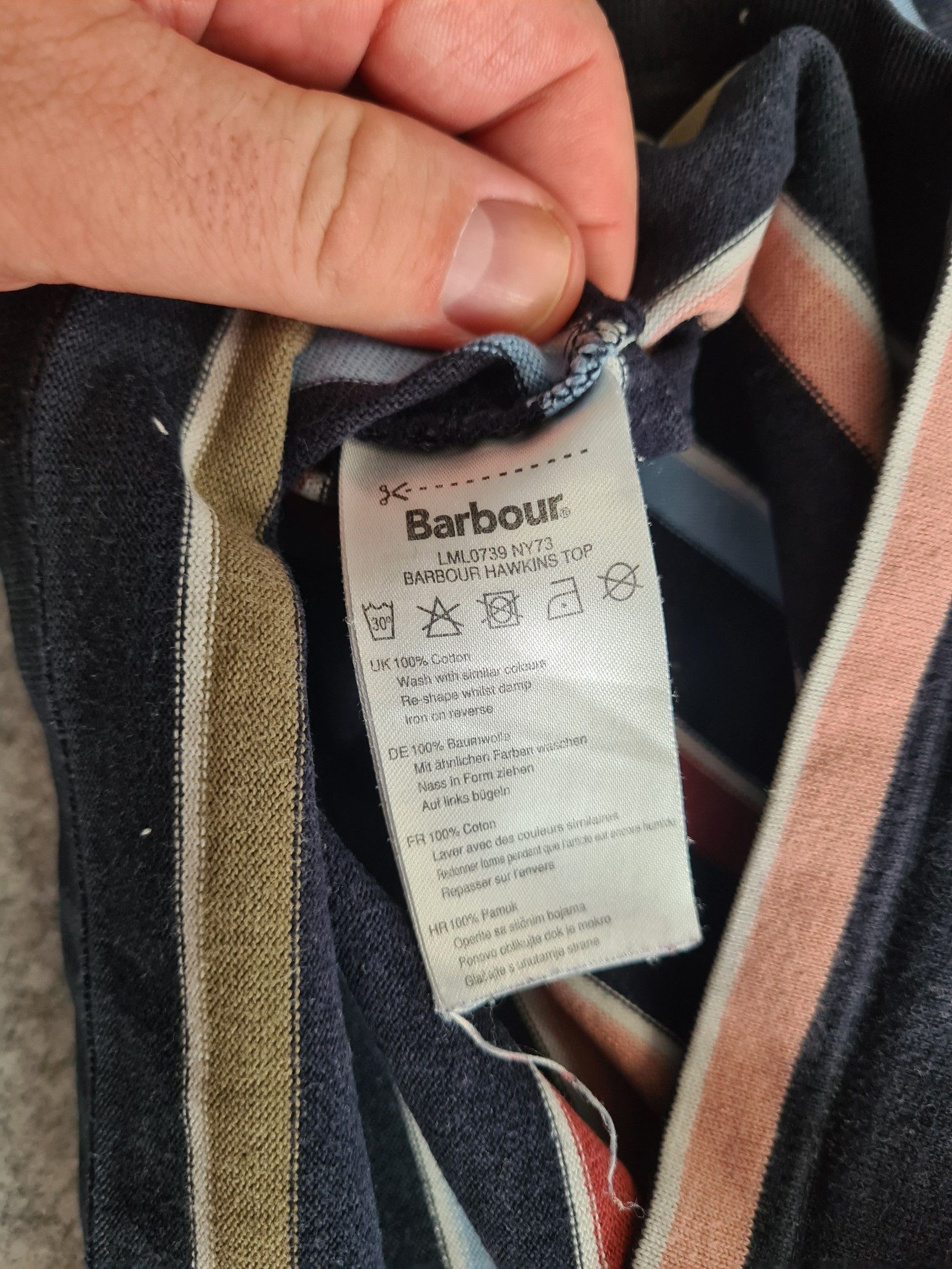 Barbour Women's Navy Multi Striped Long Size 12 Top 1166 image 8
