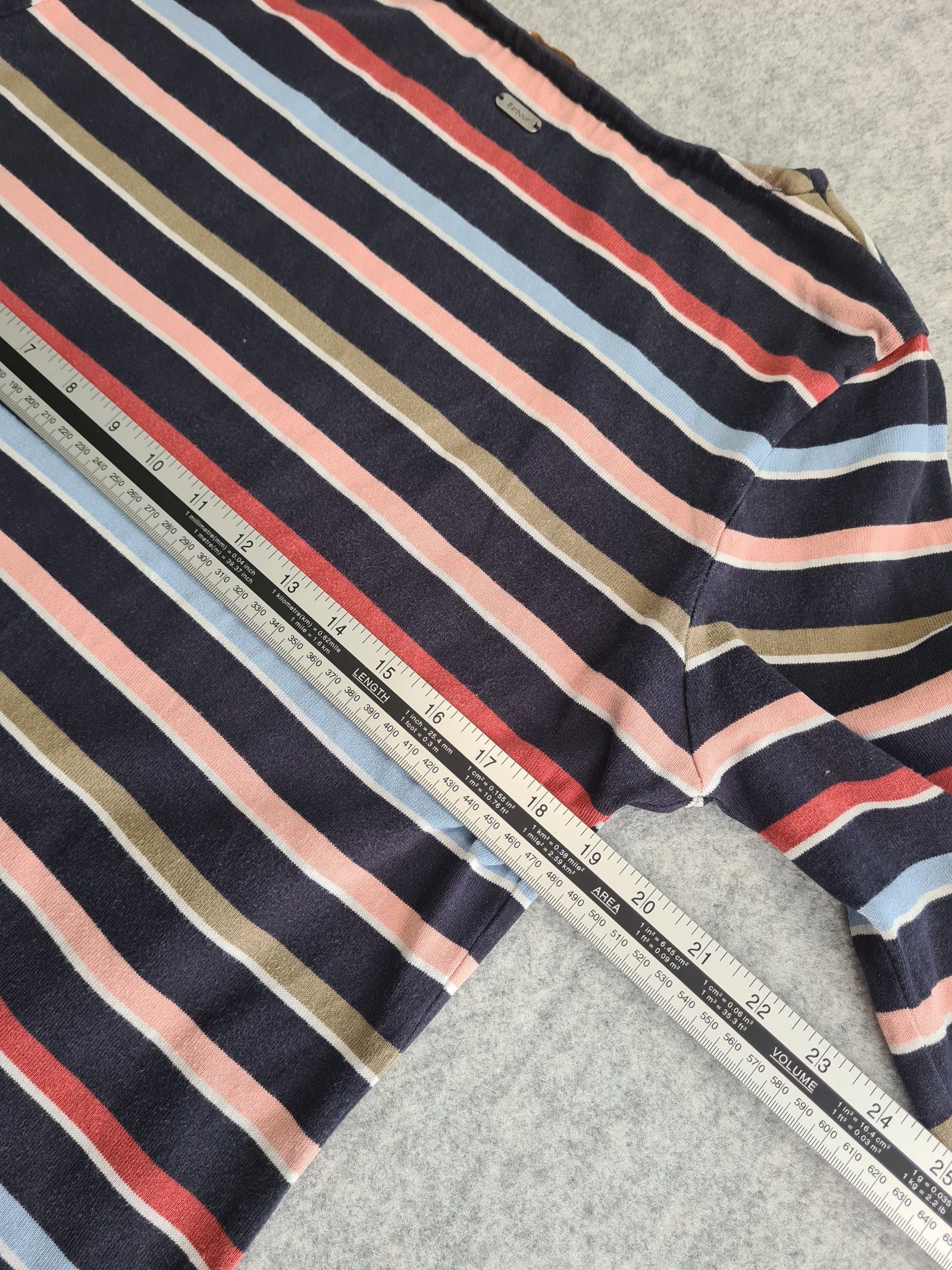 Barbour Women's Navy Multi Striped Long Size 12 Top 1166 image 10