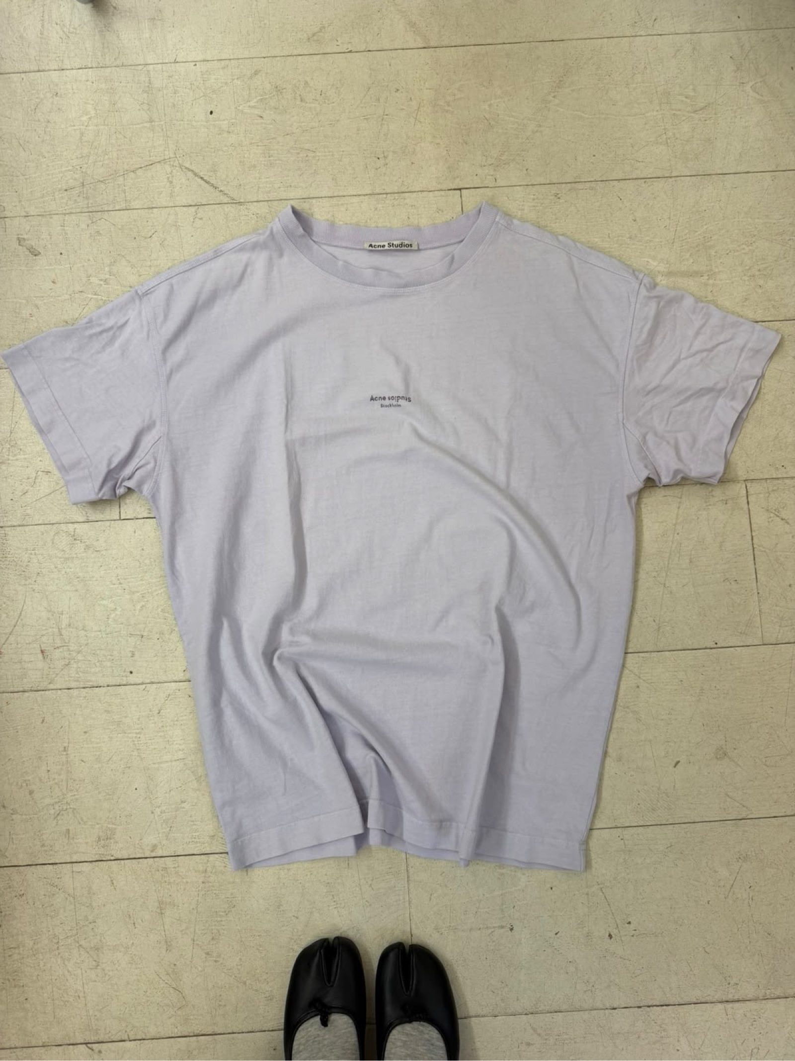 Acne Studios Light Purple Logo T-Shirt Large Cotton