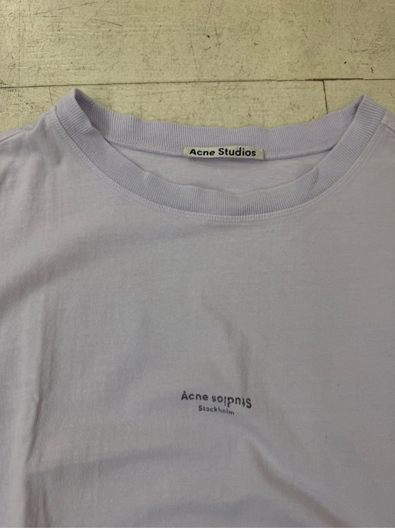 Acne Studios Light Purple Logo T-Shirt Large Cotton image 2