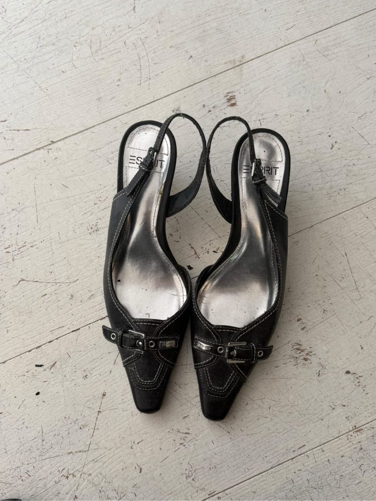 Esprit Women's Black Leather Slingback Heels EU 37