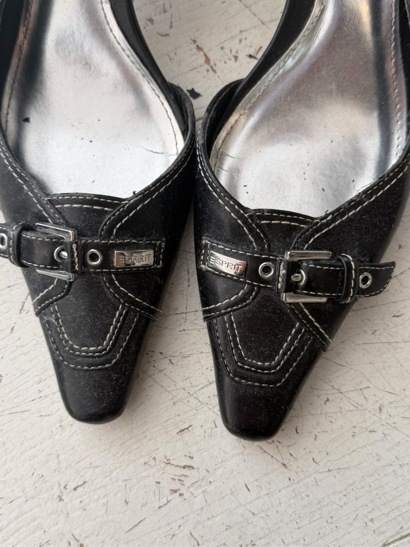 Esprit Women's Black Leather Slingback Heels EU 37 image 2