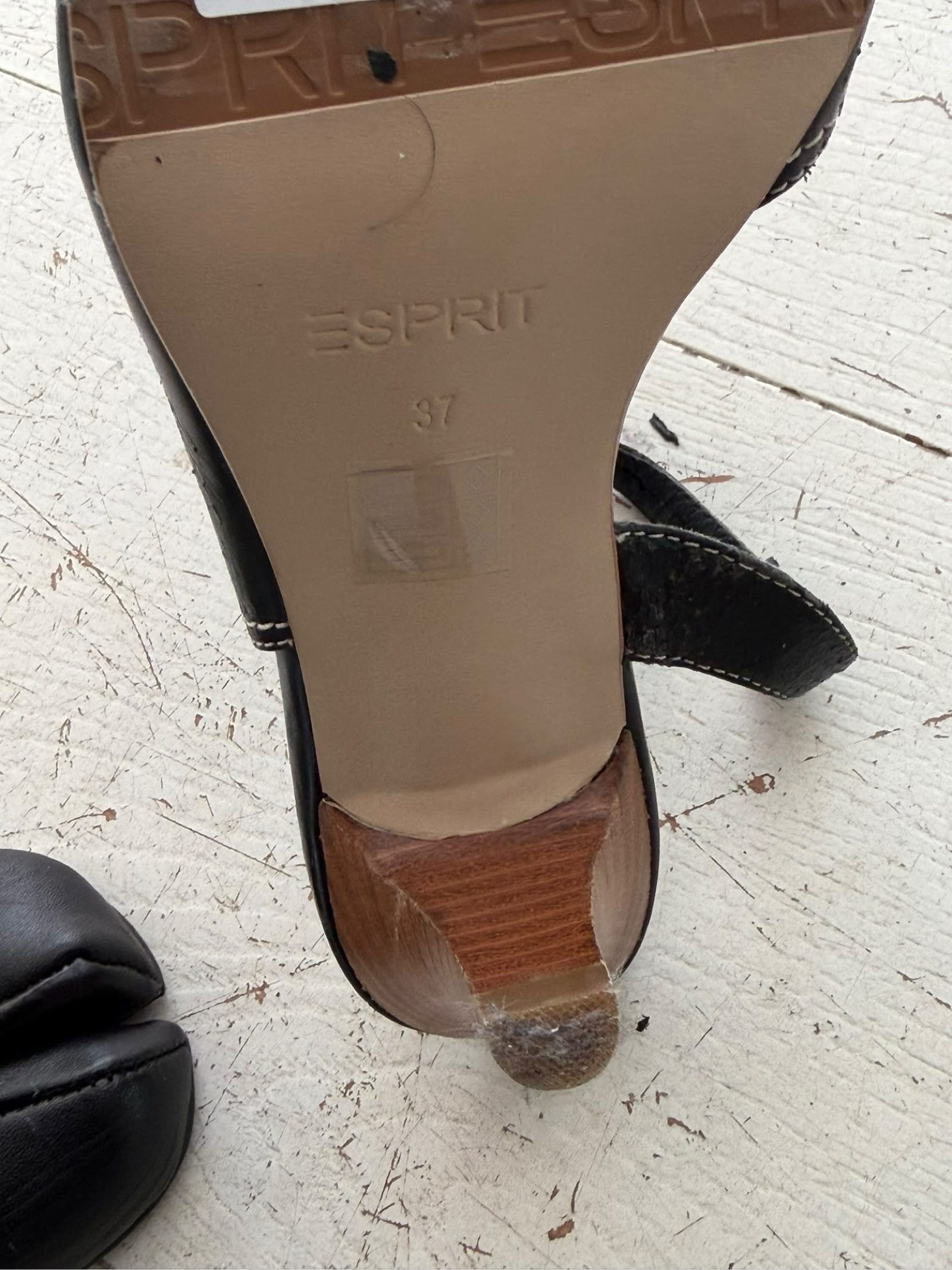 Esprit Women's Black Leather Slingback Heels EU 37 image 5