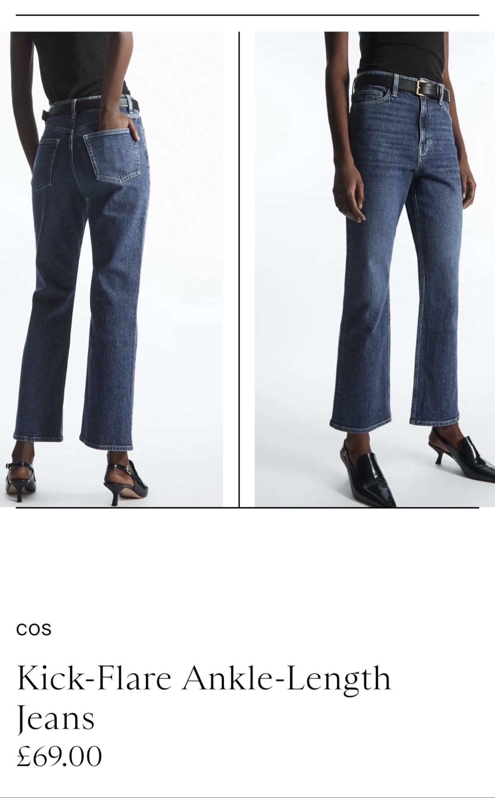 COS Flared Leg High Rise Jeans cropped 31 / L mid blue washed image 7