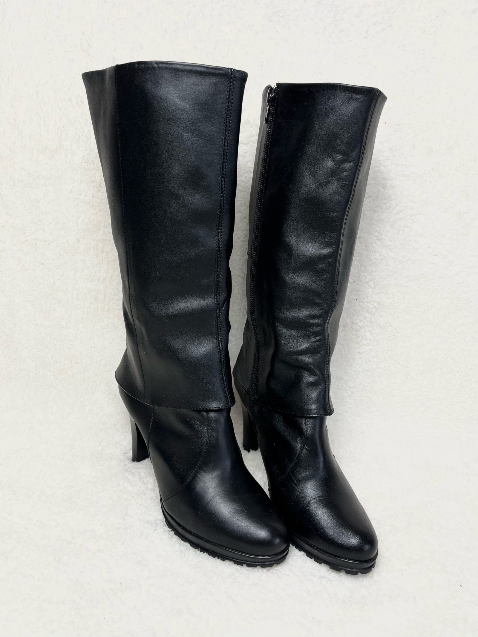 Real leather Fold Over Boots Wide shaft Rindsleder made in Mexico Y2K Avantgarde