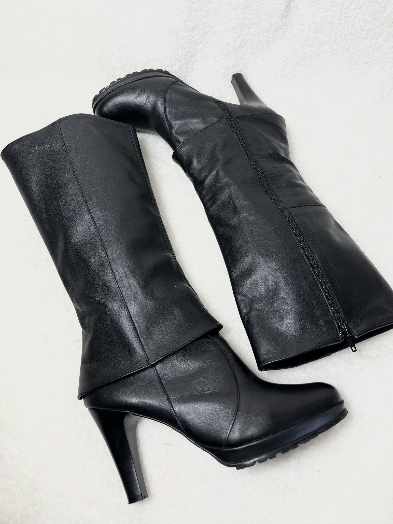 Real leather Fold Over Boots Wide shaft Rindsleder made in Mexico Y2K Avantgarde image 4