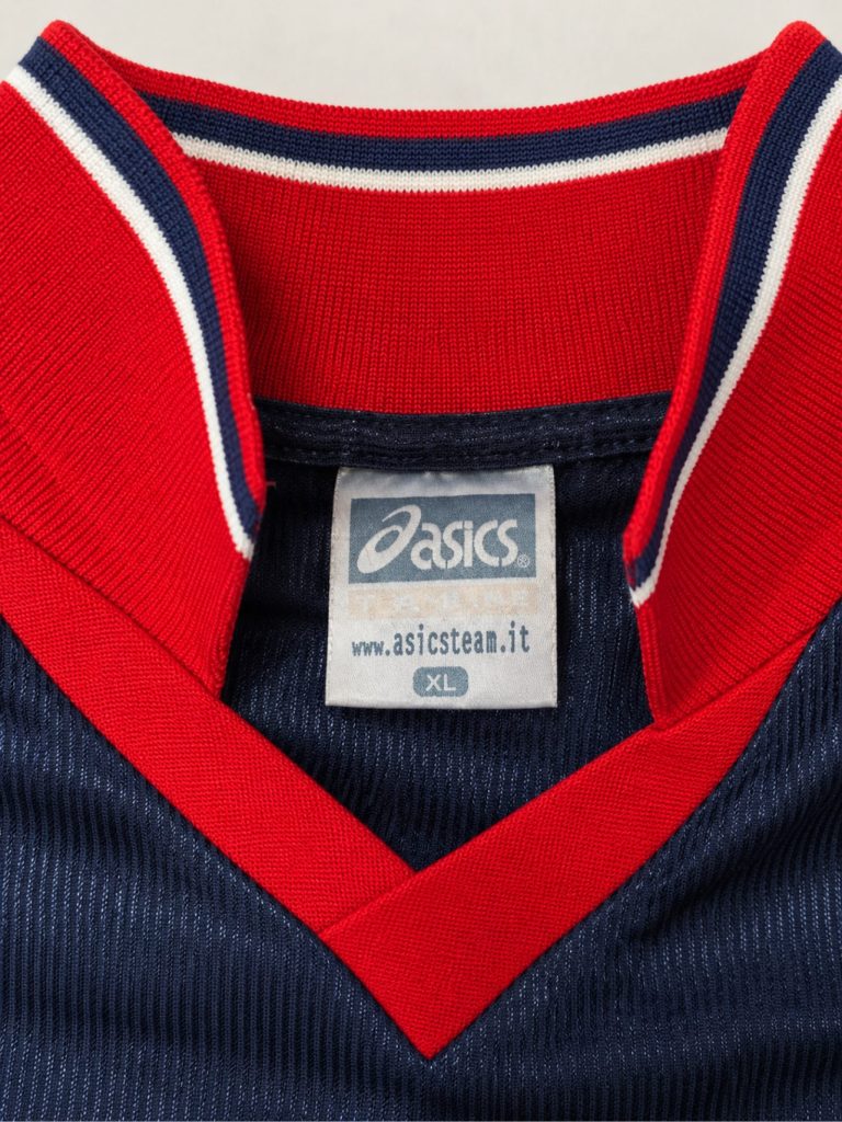 Asics Men's Navy & Red Sports Jersey XL V-Neck Long Sleeve
