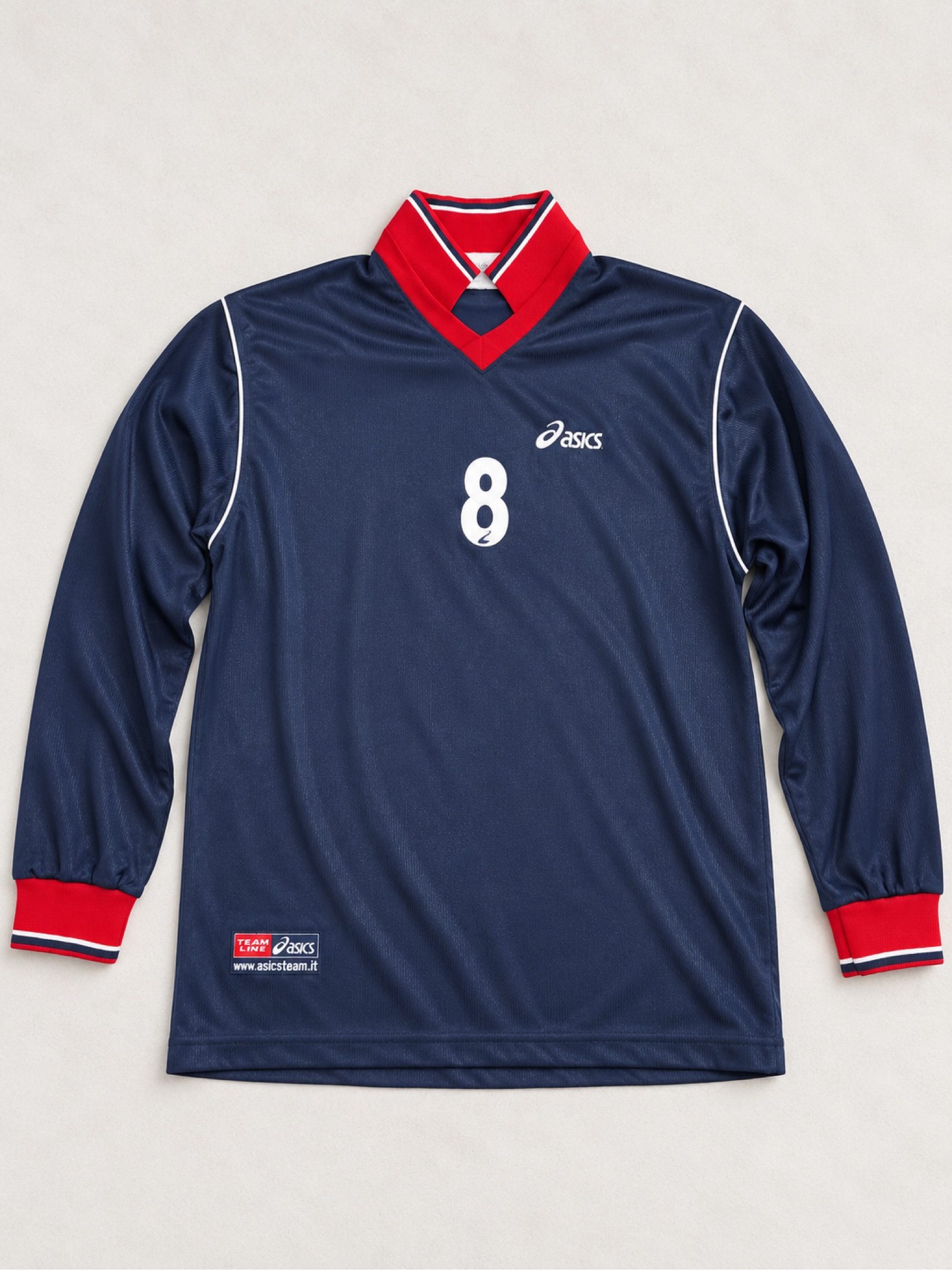 Asics Men's Navy & Red Sports Jersey XL V-Neck Long Sleeve image 3