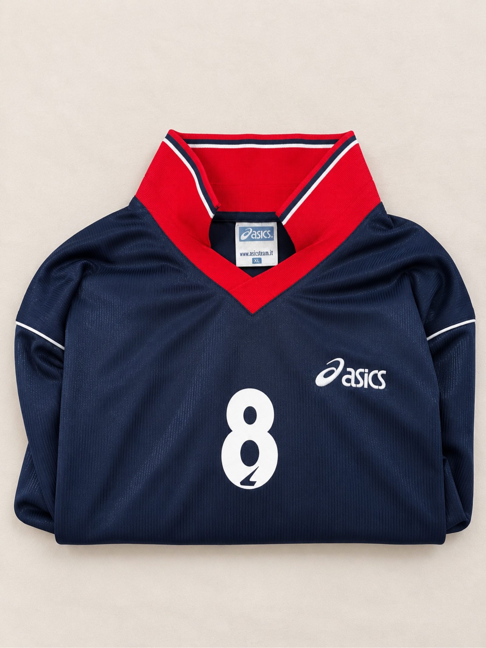 Asics Men's Navy & Red Sports Jersey XL V-Neck Long Sleeve image 6