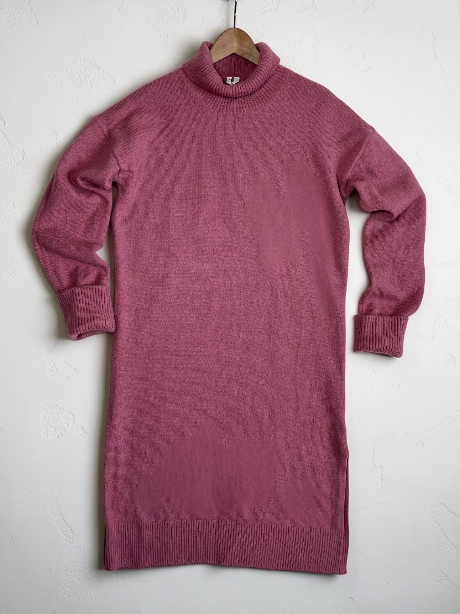 Arket Rollkragen Strickkleid Wollkleid Oversized Wolle Mauve scandi chic M/L