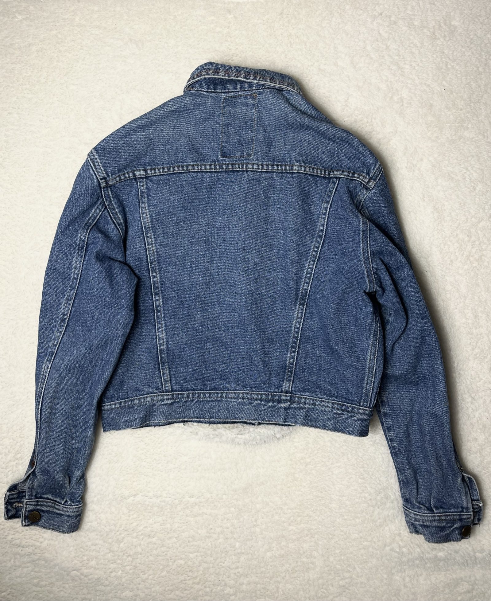 Blue Denim Jeans Jacket Embroidered Cropped Small Western Navajo Y2K image 5