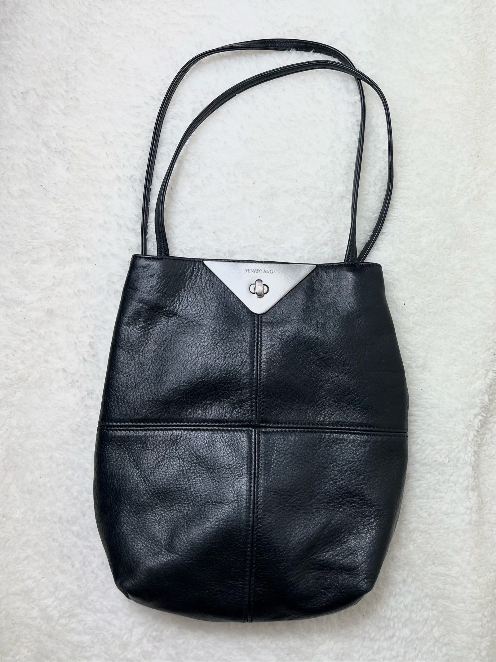 Renato Angi real Leather Shoulder Bag Ledertasche Made in Italy