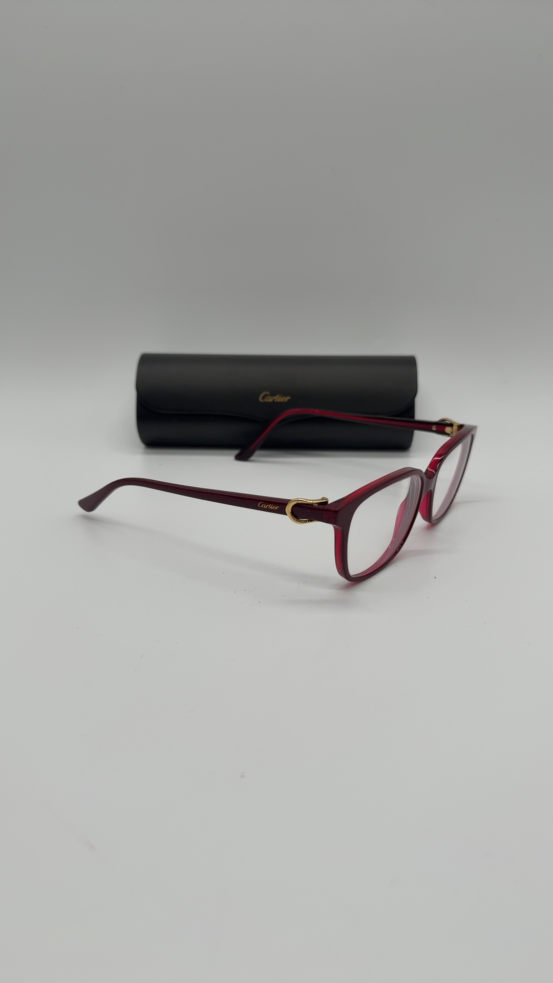 Cartier Brille Rot Bordeaux | Damen Vintage Designer Brillengestell mit Etui