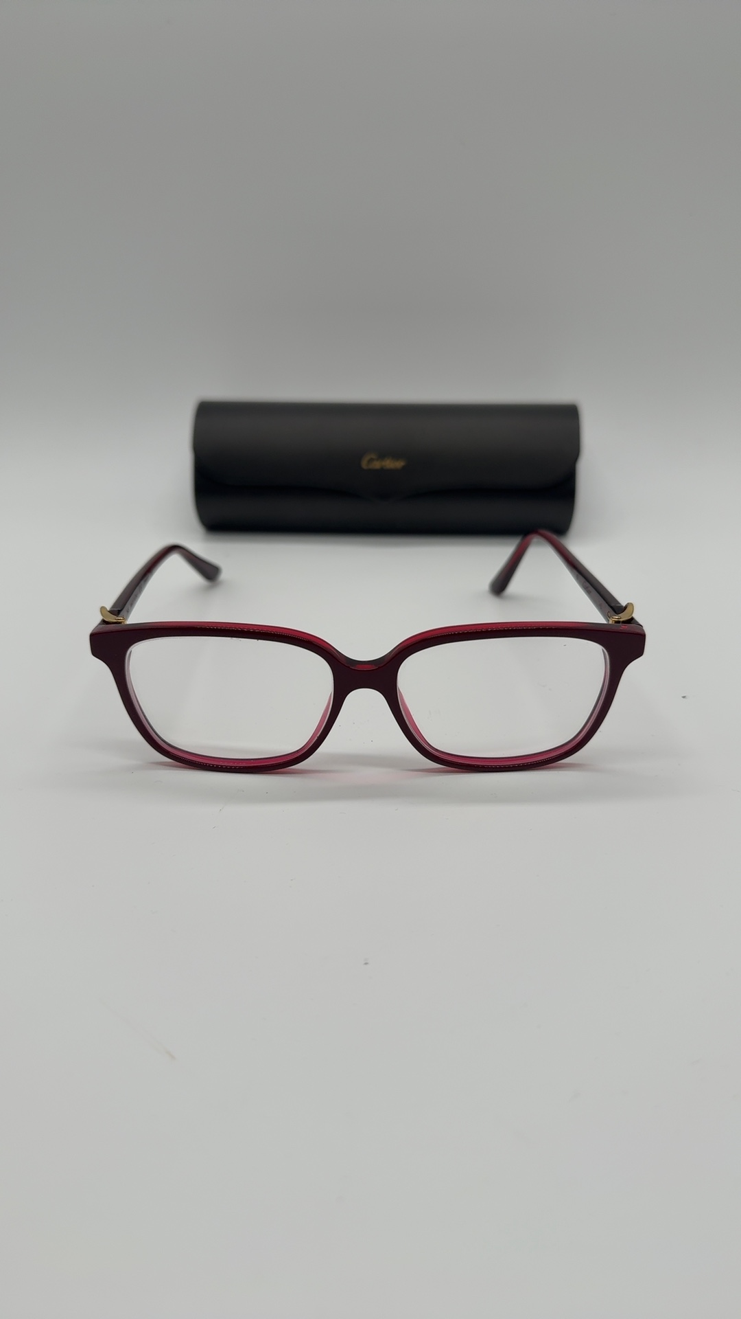Cartier Brille Rot Bordeaux | Damen Vintage Designer Brillengestell mit Etui image 2