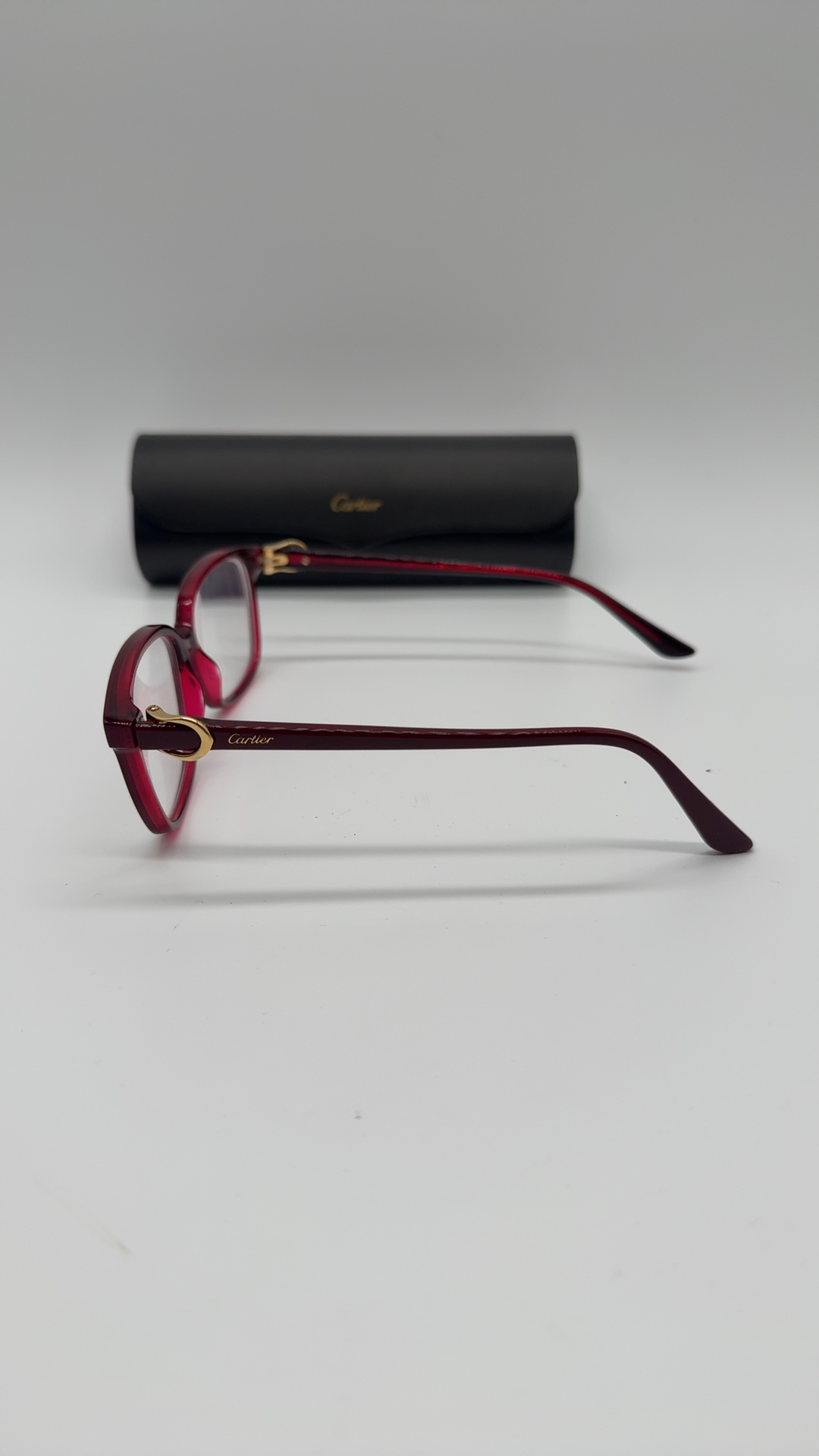 Cartier Brille Rot Bordeaux | Damen Vintage Designer Brillengestell mit Etui image 3