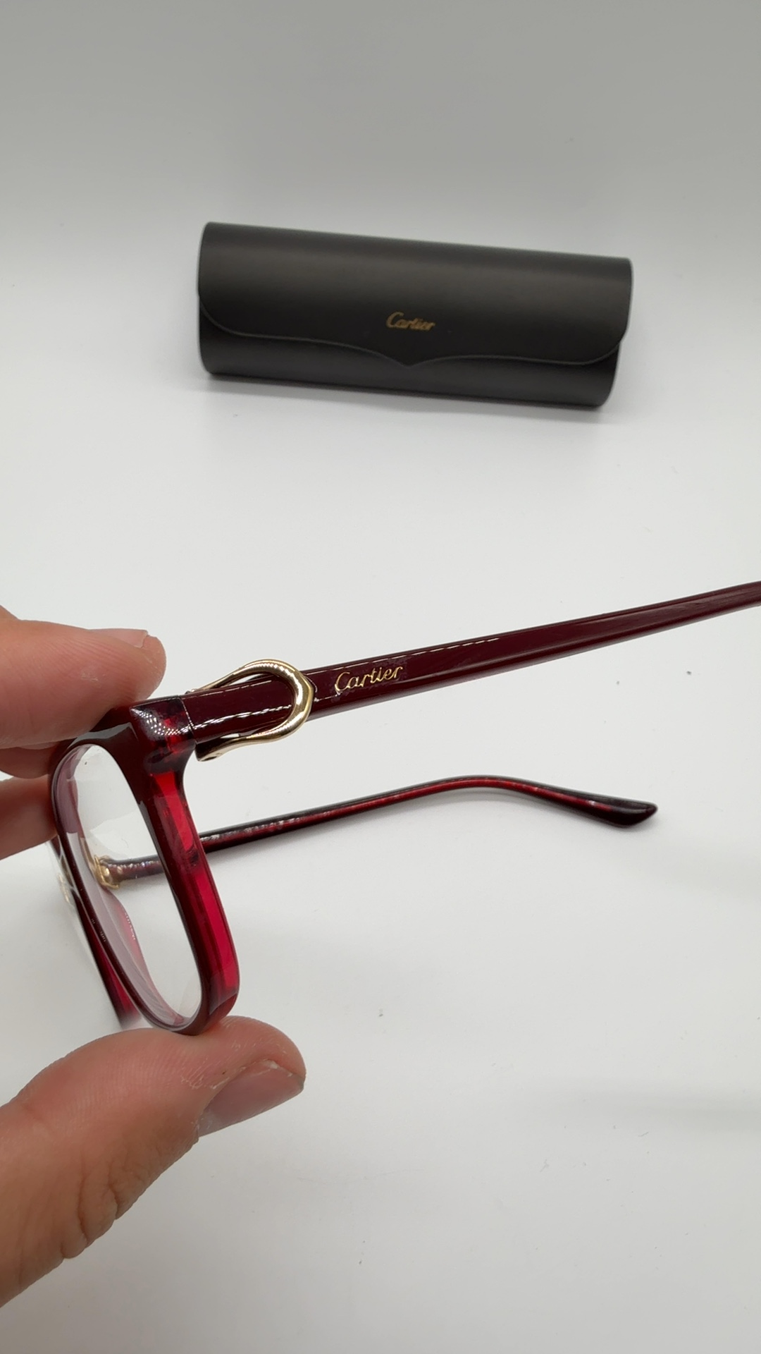 Cartier Brille Rot Bordeaux | Damen Vintage Designer Brillengestell mit Etui image 4