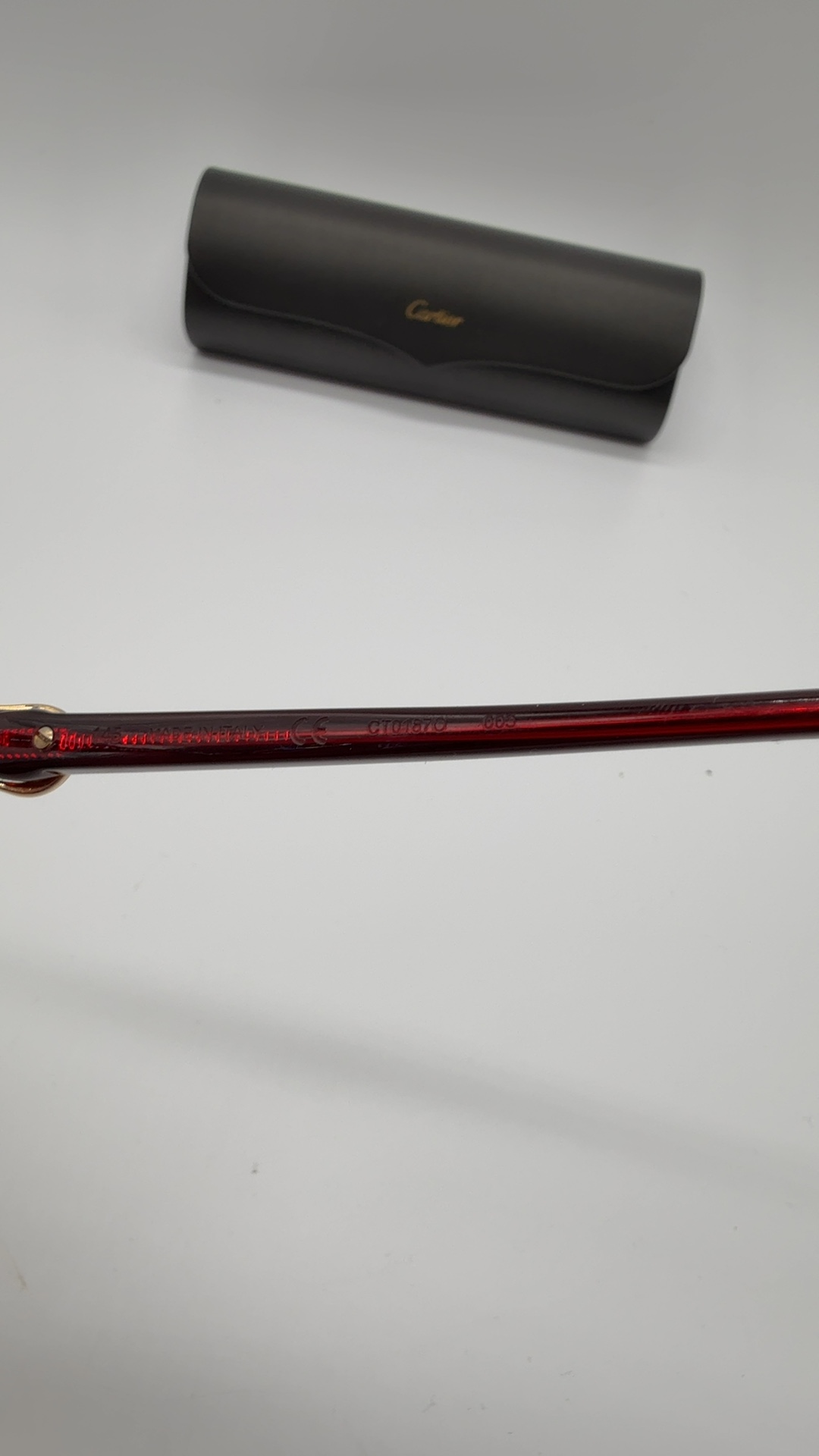 Cartier Brille Rot Bordeaux | Damen Vintage Designer Brillengestell mit Etui image 5