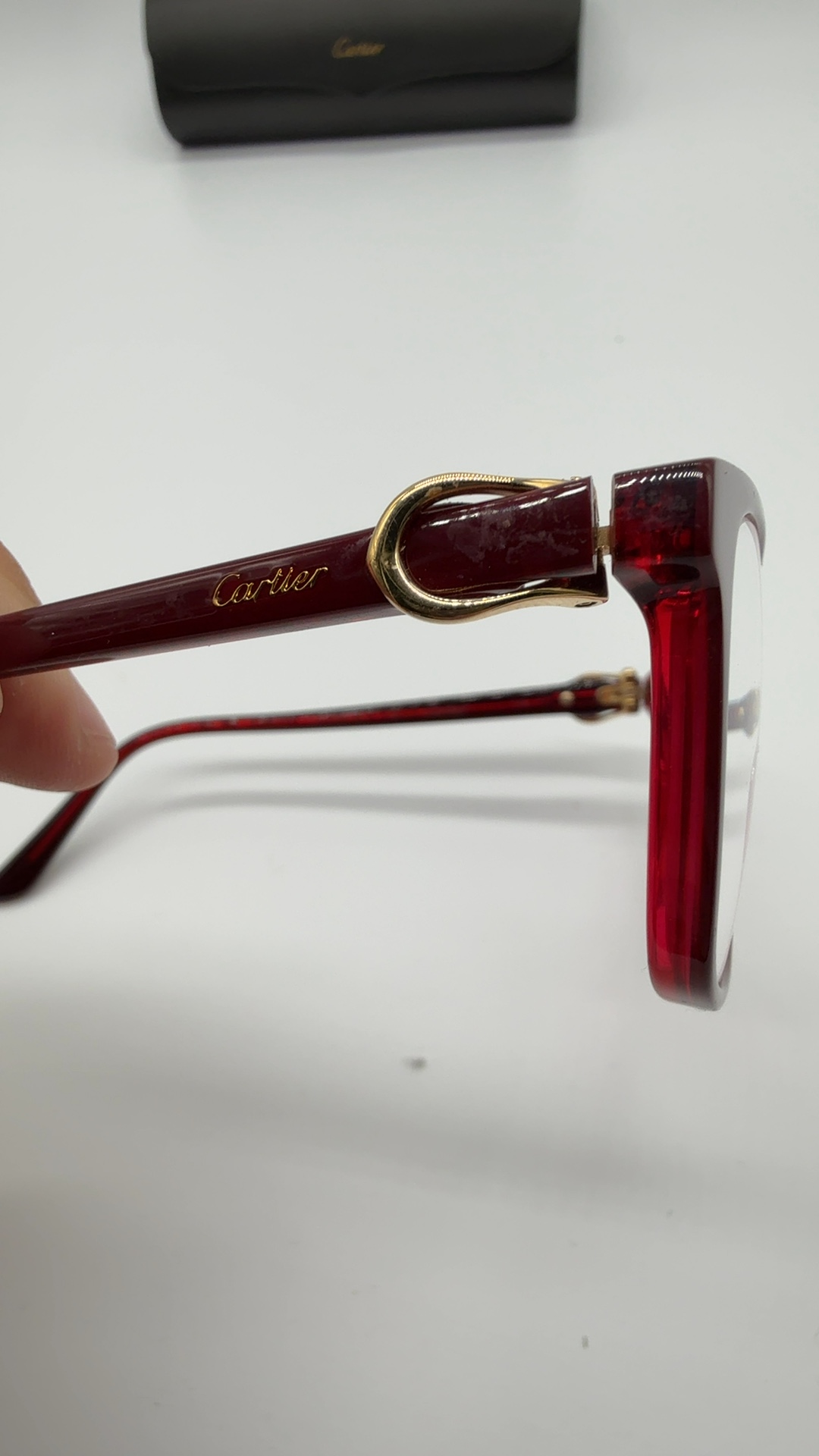Cartier Brille Rot Bordeaux | Damen Vintage Designer Brillengestell mit Etui image 9