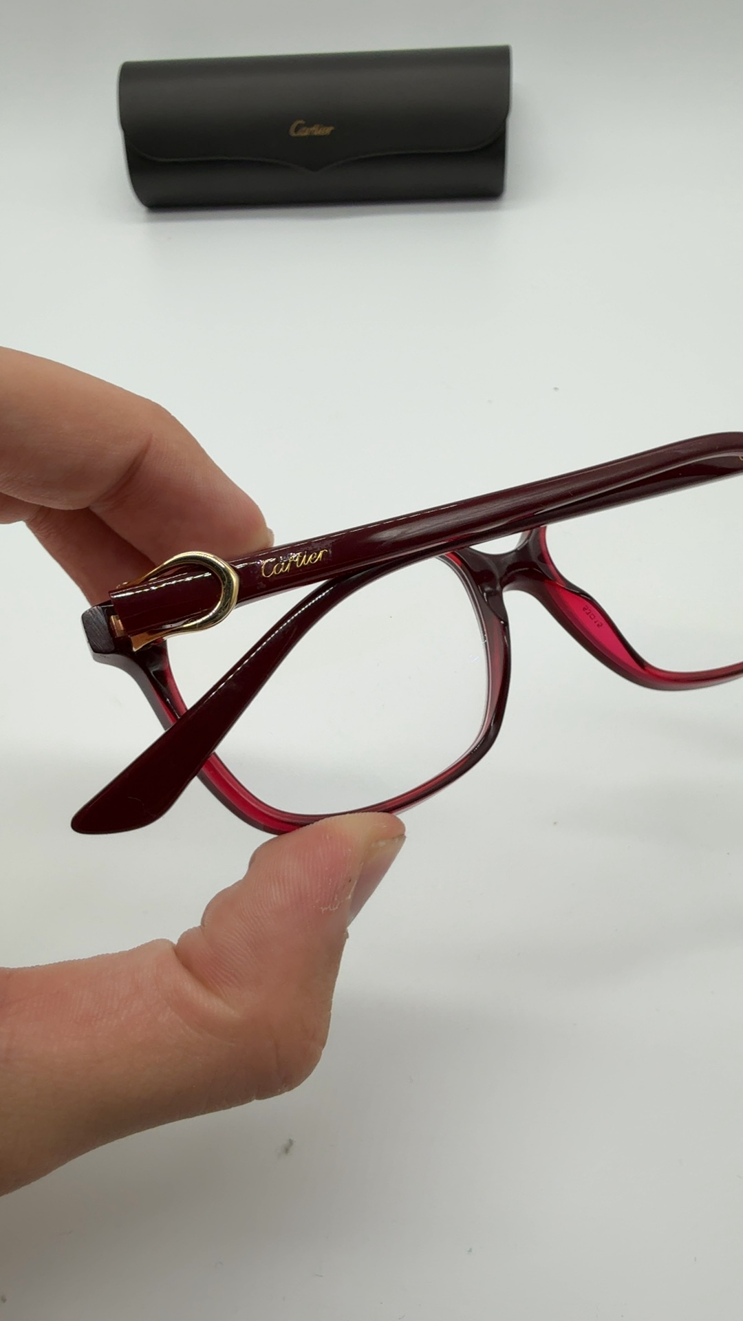 Cartier Brille Rot Bordeaux | Damen Vintage Designer Brillengestell mit Etui image 10