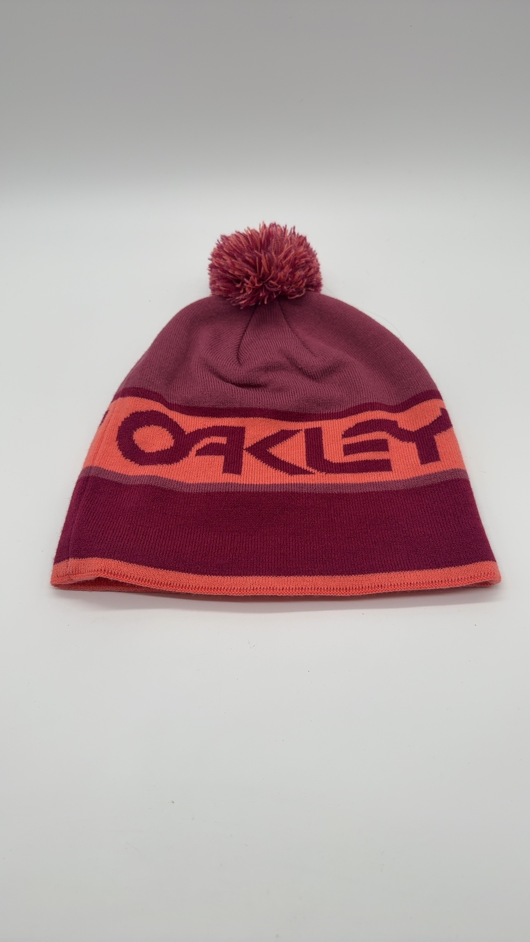 Oakley Beanie Mütze Bordeaux Orange | Logo Bommel Wintermütze