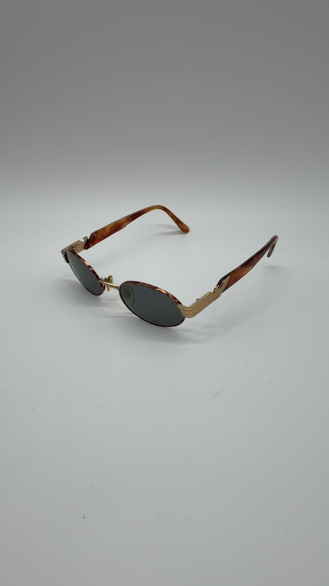 Emporio Armani Vintage Sonnenbrille Braun Gold | Oval Designer Sunglasses