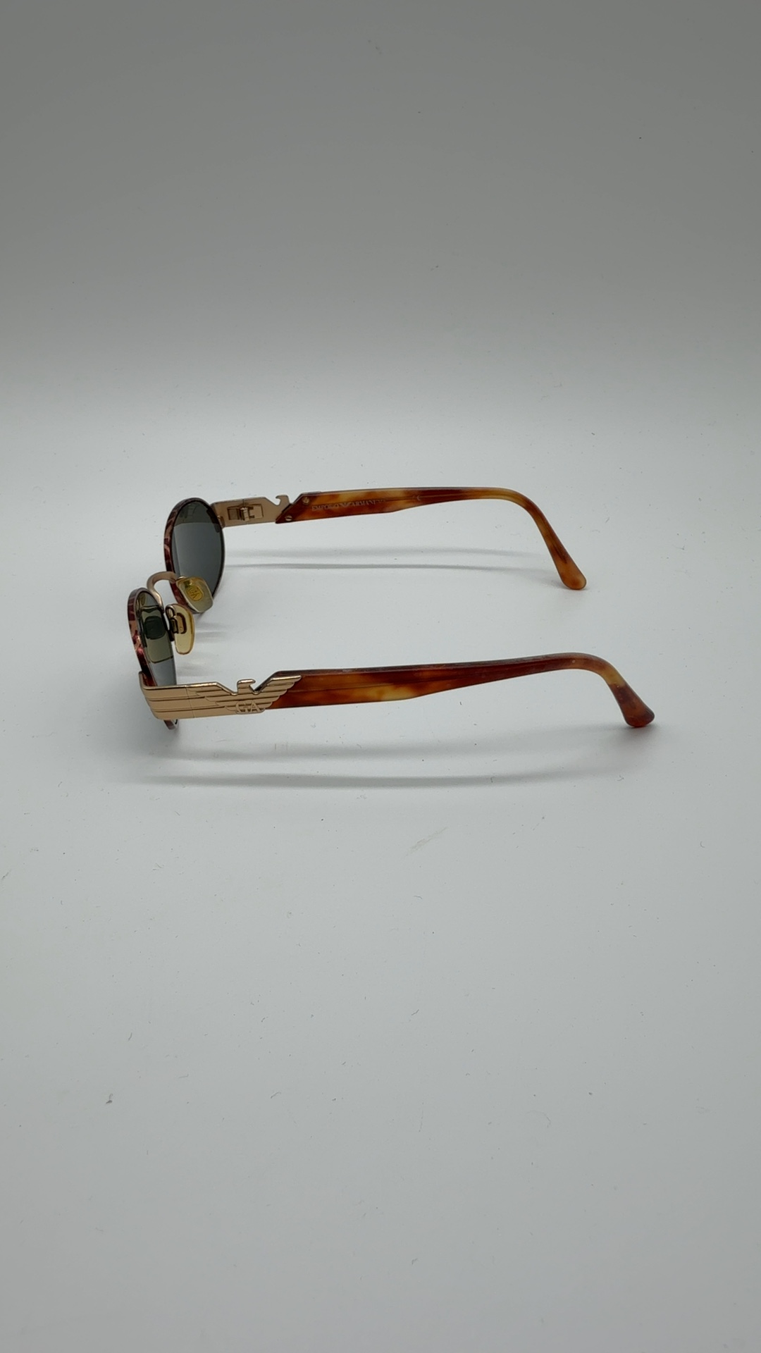 Emporio Armani Vintage Sonnenbrille Braun Gold | Oval Designer Sunglasses image 2