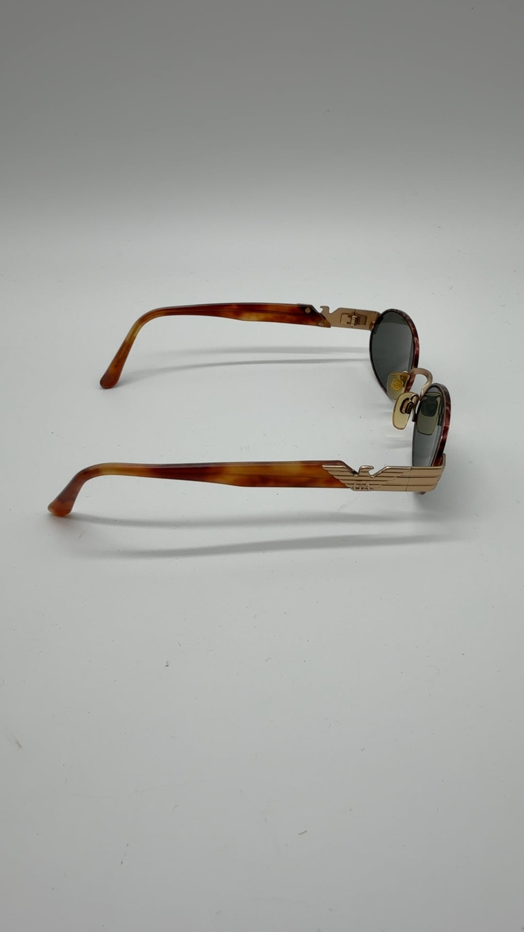 Emporio Armani Vintage Sonnenbrille Braun Gold | Oval Designer Sunglasses image 3
