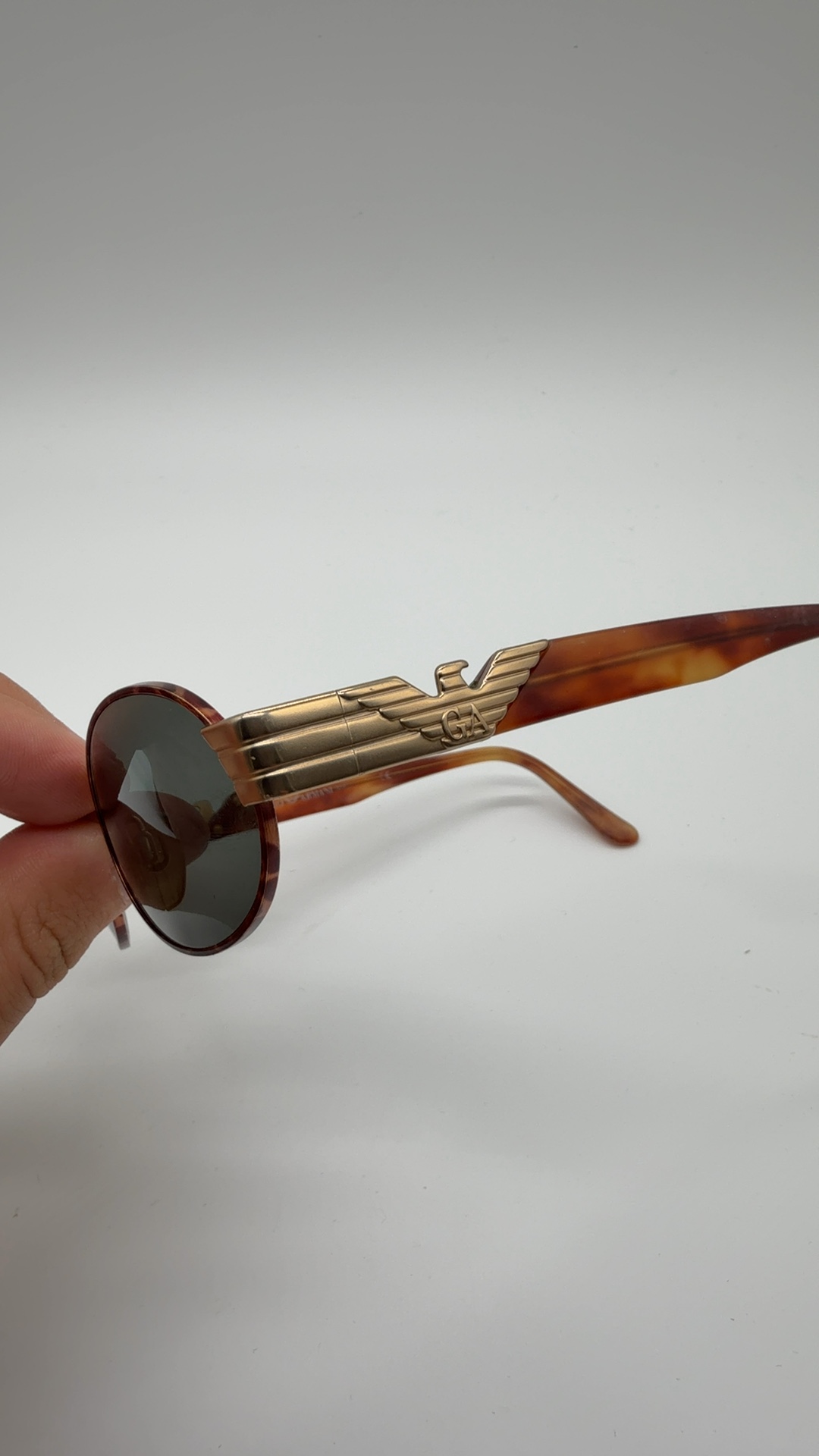 Emporio Armani Vintage Sonnenbrille Braun Gold | Oval Designer Sunglasses image 5