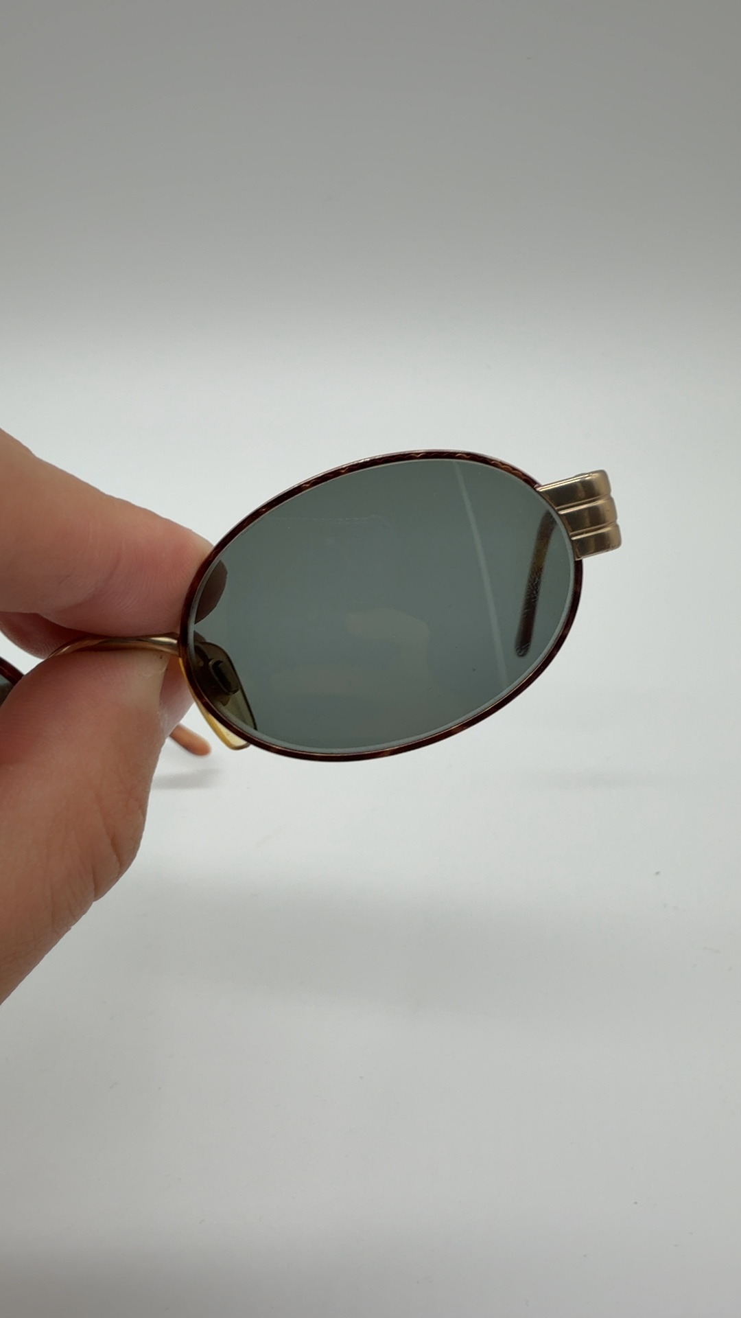 Emporio Armani Vintage Sonnenbrille Braun Gold | Oval Designer Sunglasses image 6