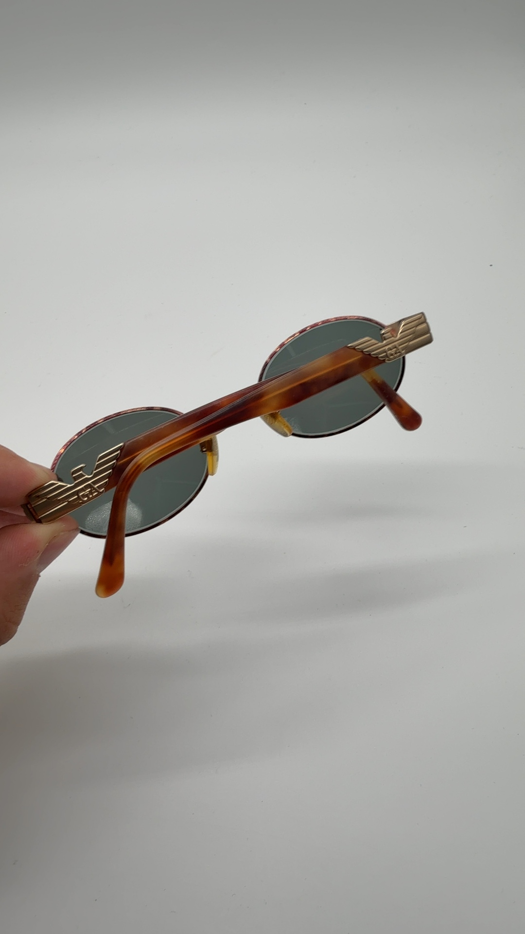 Emporio Armani Vintage Sonnenbrille Braun Gold | Oval Designer Sunglasses image 10