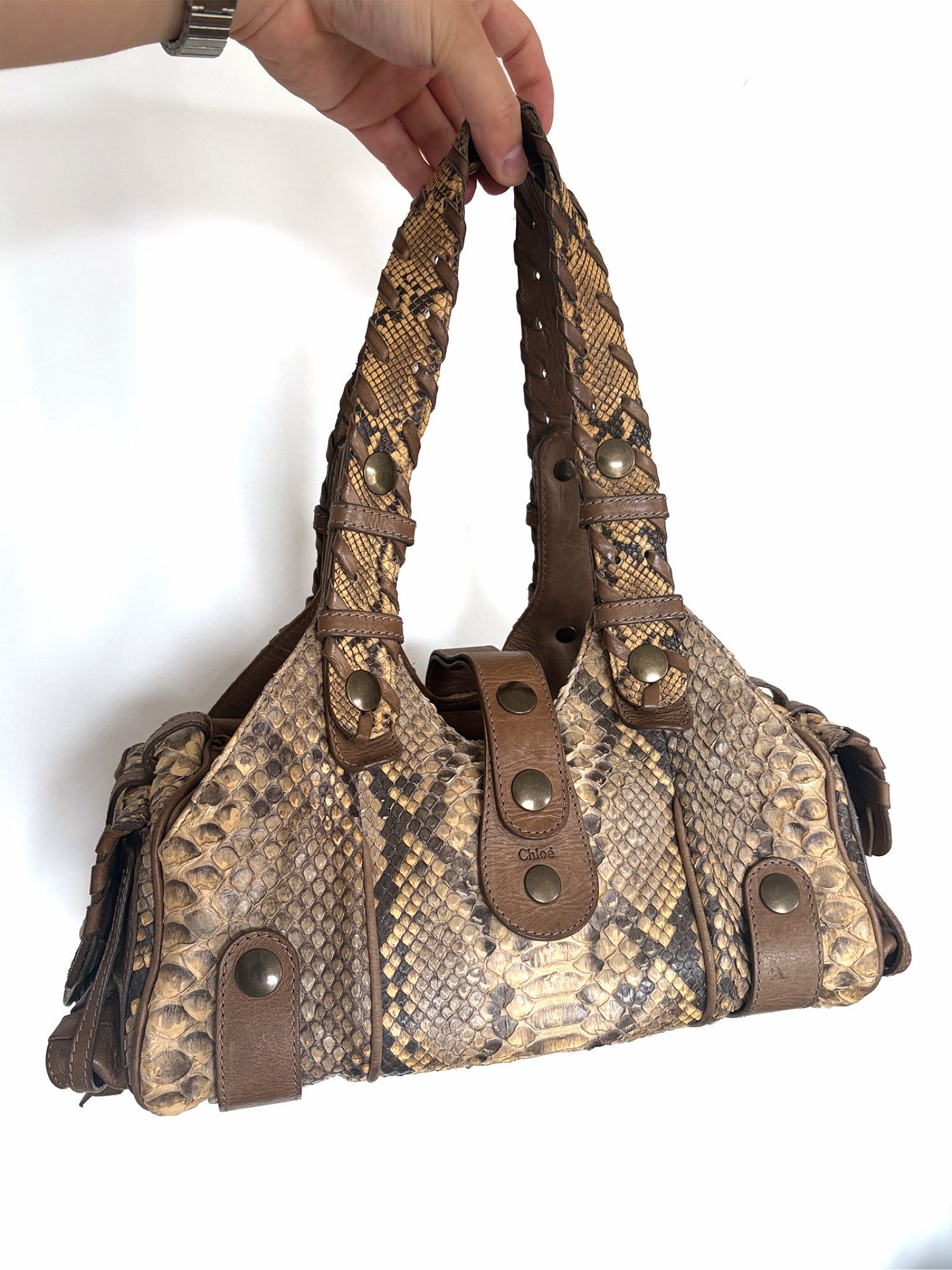 Chloé Silverado Python Leather Shoulder Bag