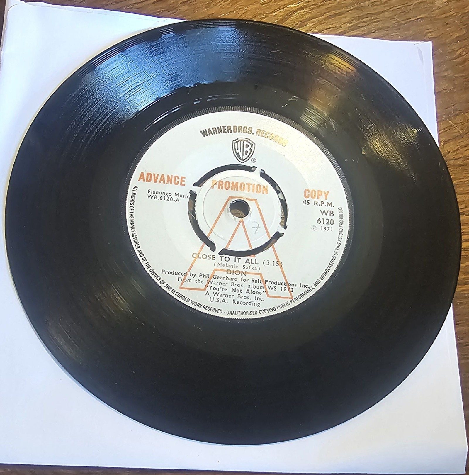 Salt Windows PROMO Warner Bros WB 6120 7" Vinyl Single Close To It All