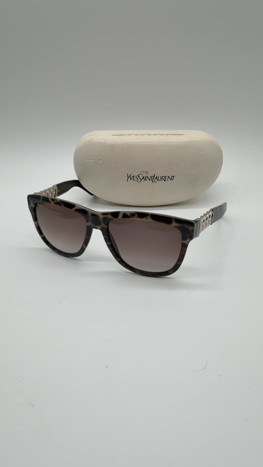 Yves Saint Laurent YSL Sonnenbrille Oversize | Havanna Braun Ketten-Details