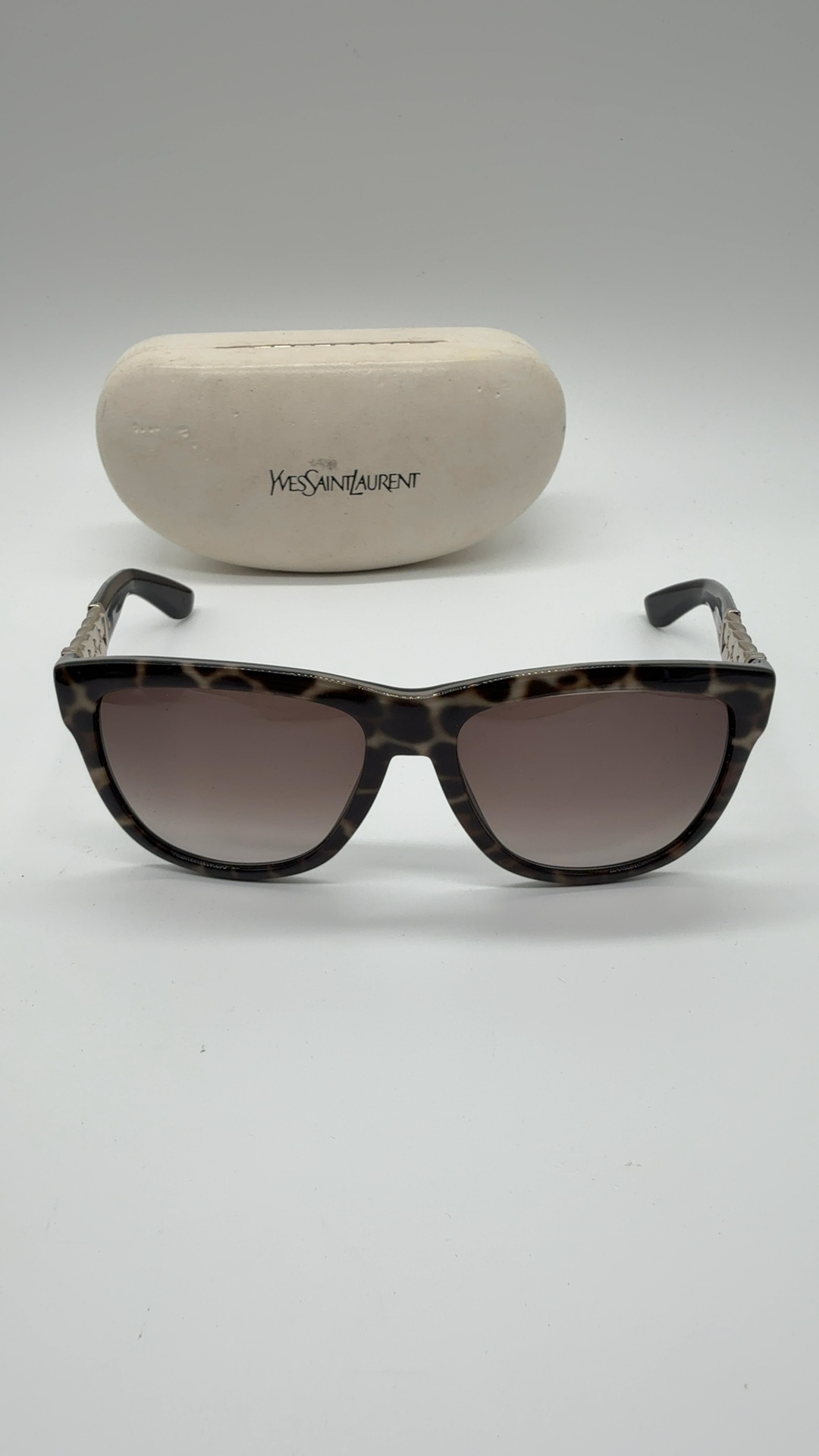 Yves Saint Laurent YSL Sonnenbrille Oversize | Havanna Braun Ketten-Details image 3