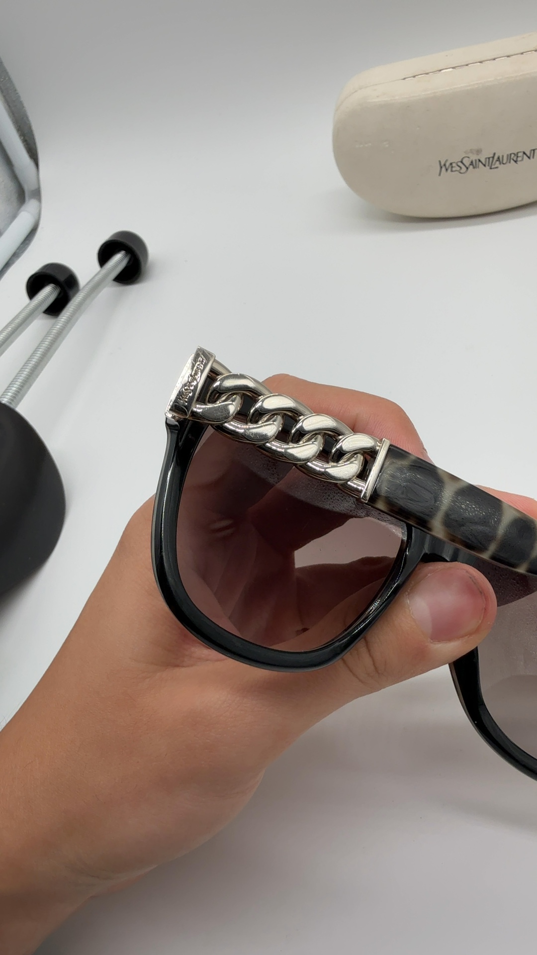 Yves Saint Laurent YSL Sonnenbrille Oversize | Havanna Braun Ketten-Details image 5