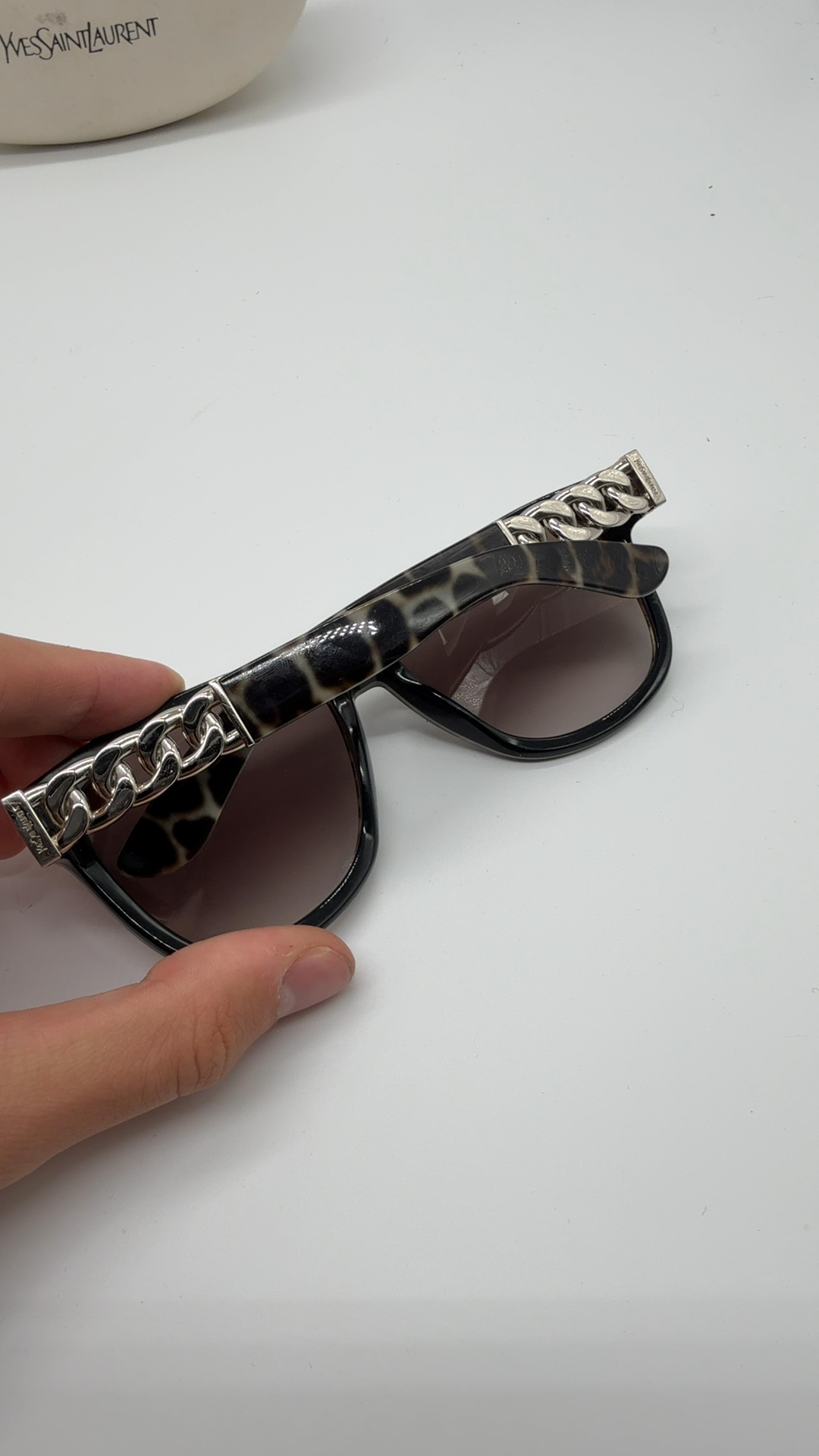 Yves Saint Laurent YSL Sonnenbrille Oversize | Havanna Braun Ketten-Details image 6