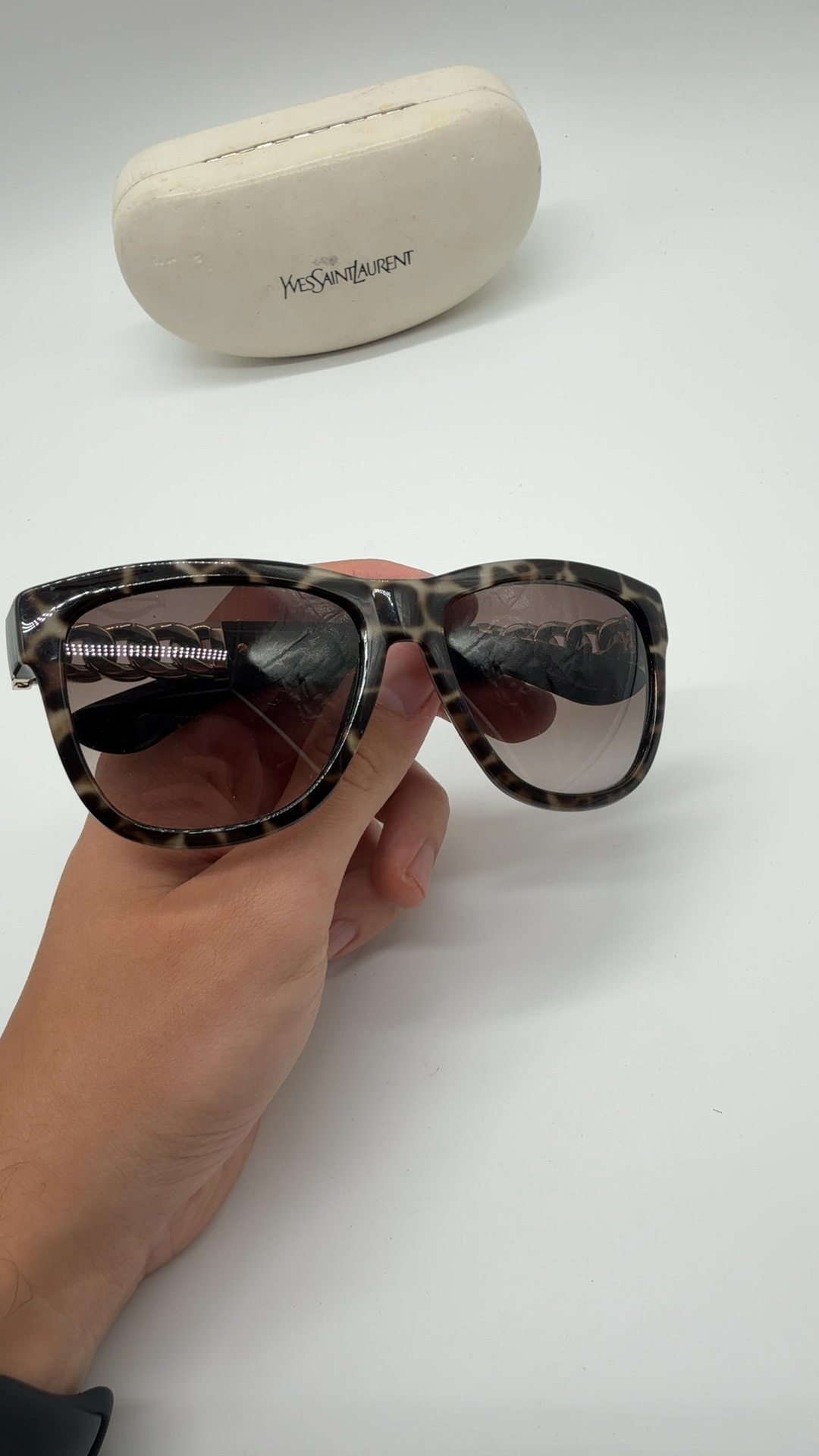 Yves Saint Laurent YSL Sonnenbrille Oversize | Havanna Braun Ketten-Details image 7
