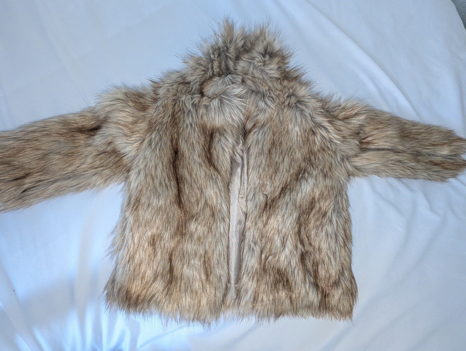 Beige Faux Fur Girls' Jacket 8
