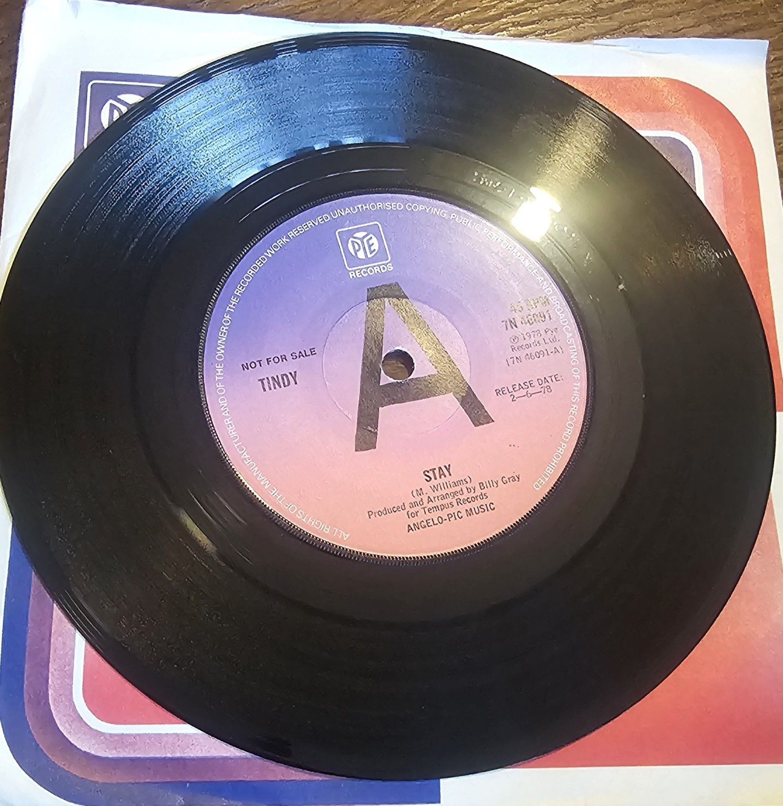 Tindy Stay PROMO 7" PYE 7N 46091 A-side Sammy's Disco