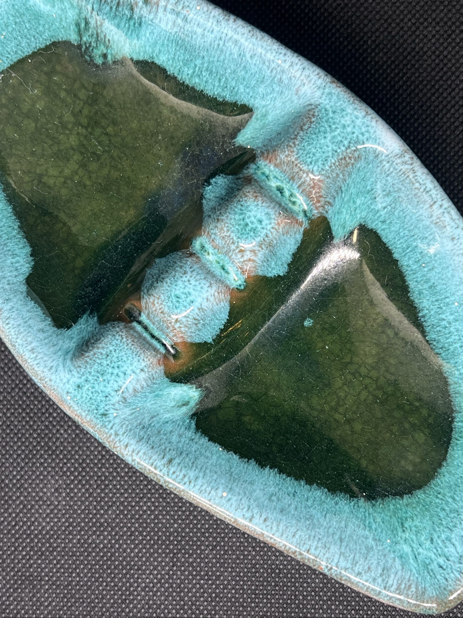 Vintage Evangeline Canada #934 Turquoise & Green Ceramic Ashtray image 2
