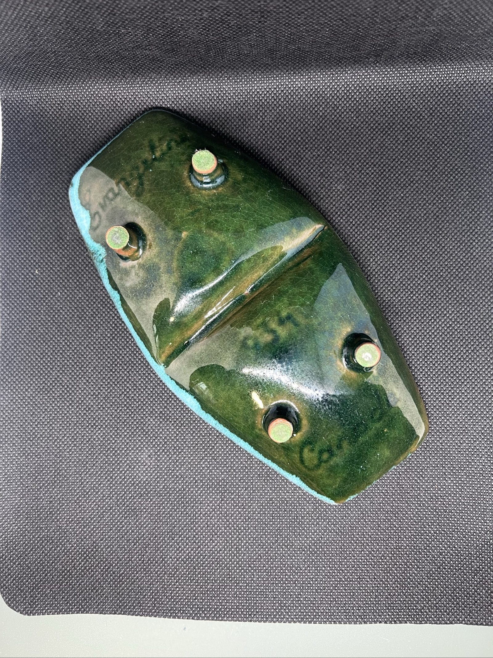 Vintage Evangeline Canada #934 Turquoise & Green Ceramic Ashtray image 4
