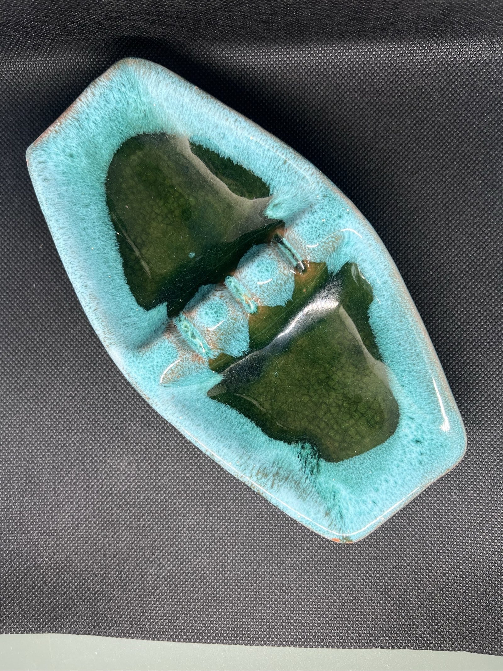 Vintage Evangeline Canada #934 Turquoise & Green Ceramic Ashtray image 7