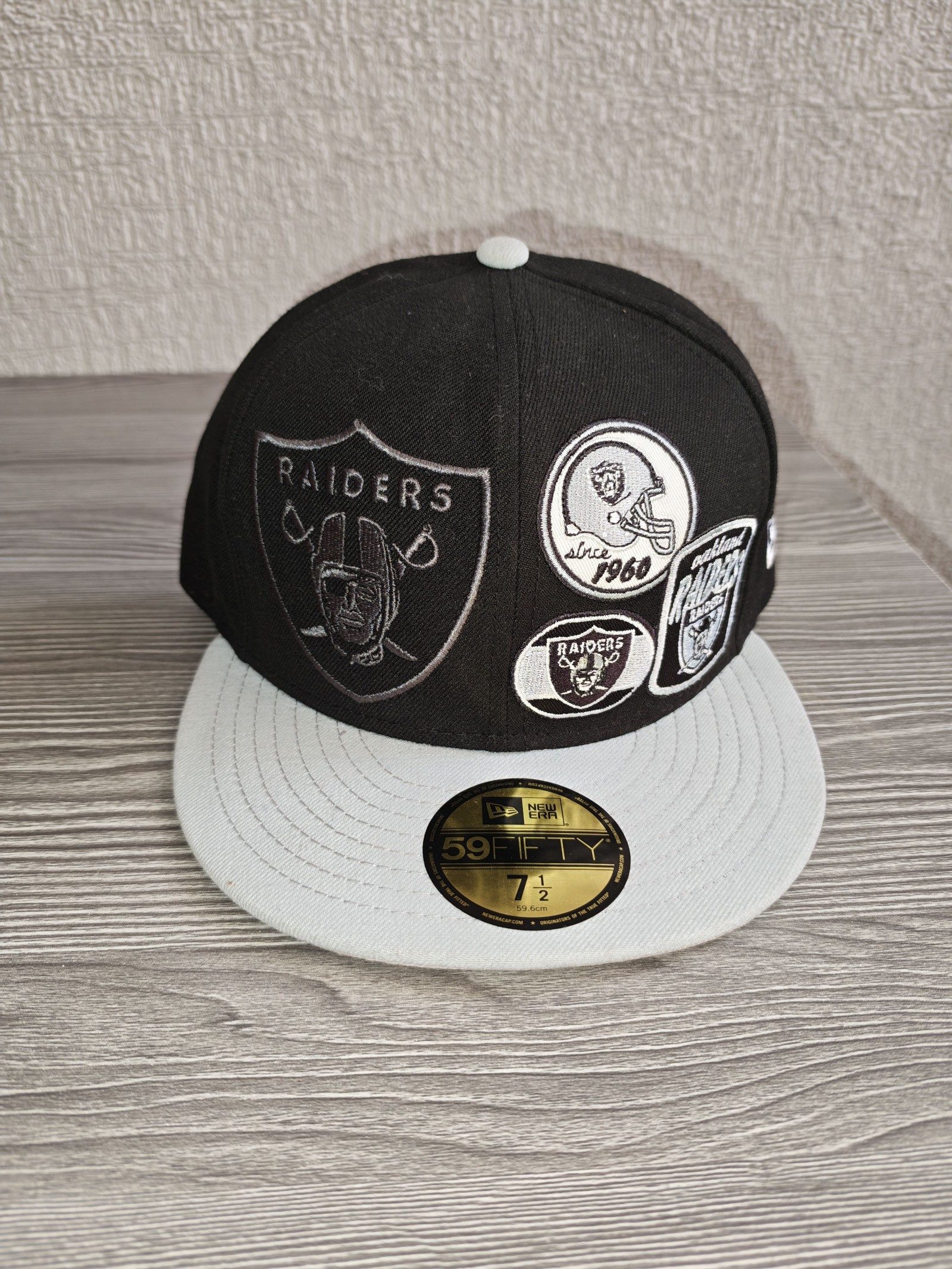 New Era Black & Grey Raiders NFL 59FIFTY Fitted Cap 7 1/2