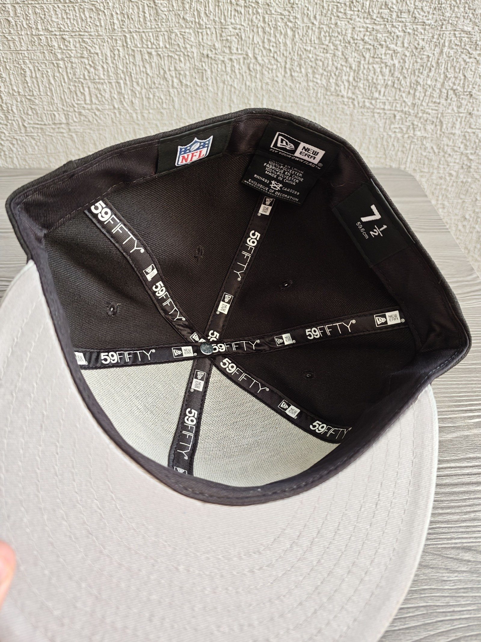 New Era Black & Grey Raiders NFL 59FIFTY Fitted Cap 7 1/2 image 6