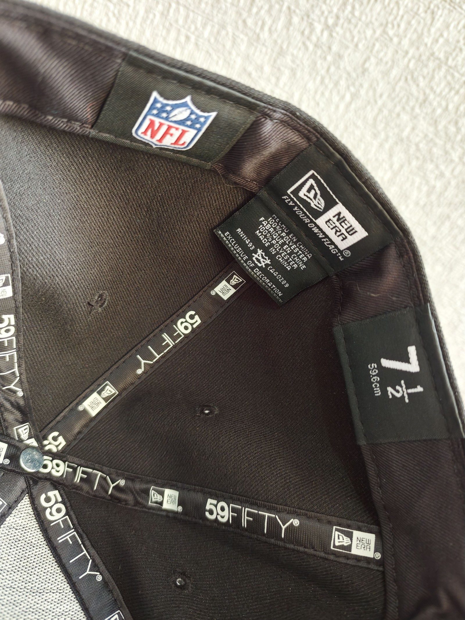 New Era Black & Grey Raiders NFL 59FIFTY Fitted Cap 7 1/2 image 7