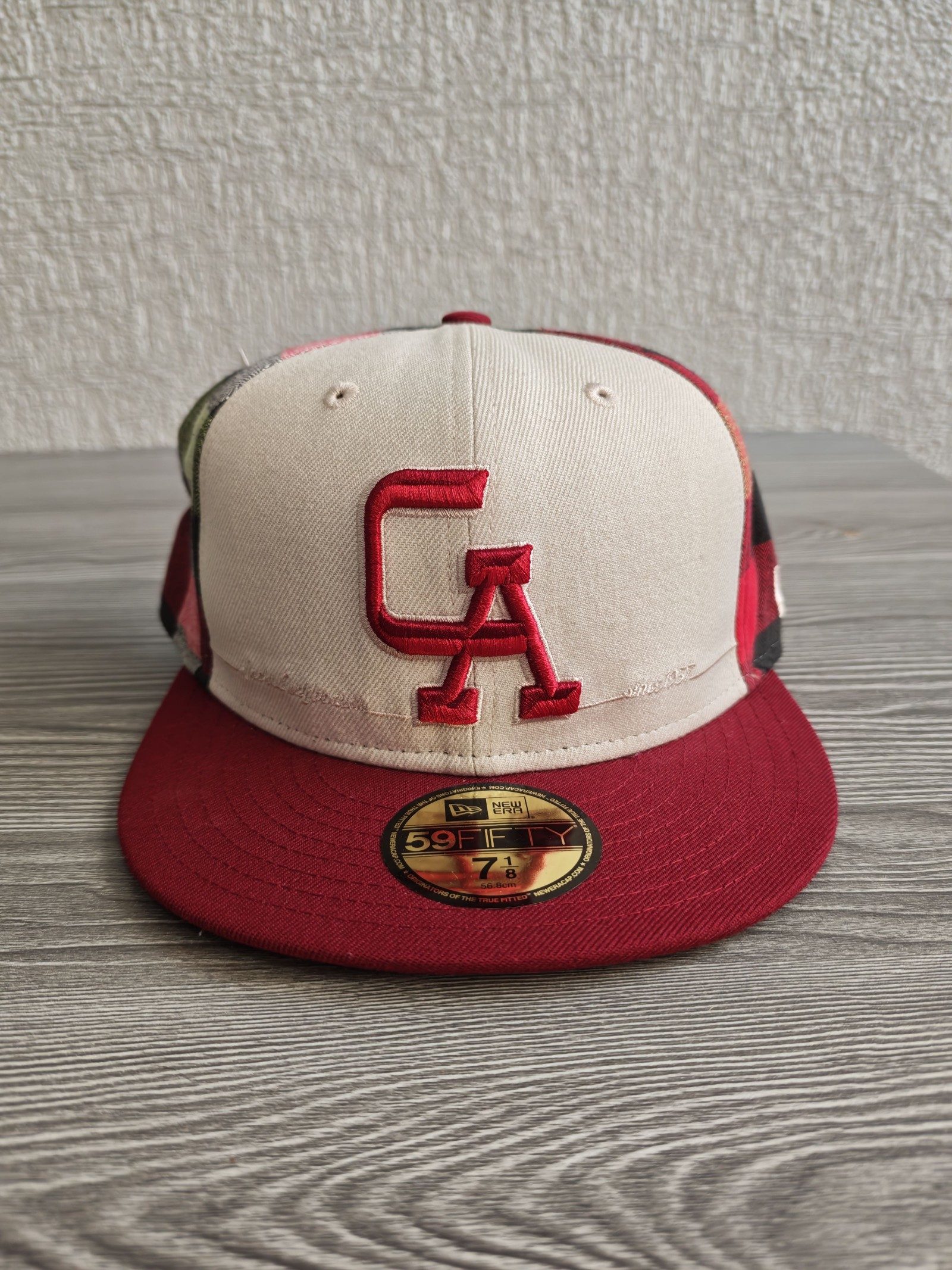 New Era Red & Cream CA Logo 59FIFTY Fitted Cap 7 1/8