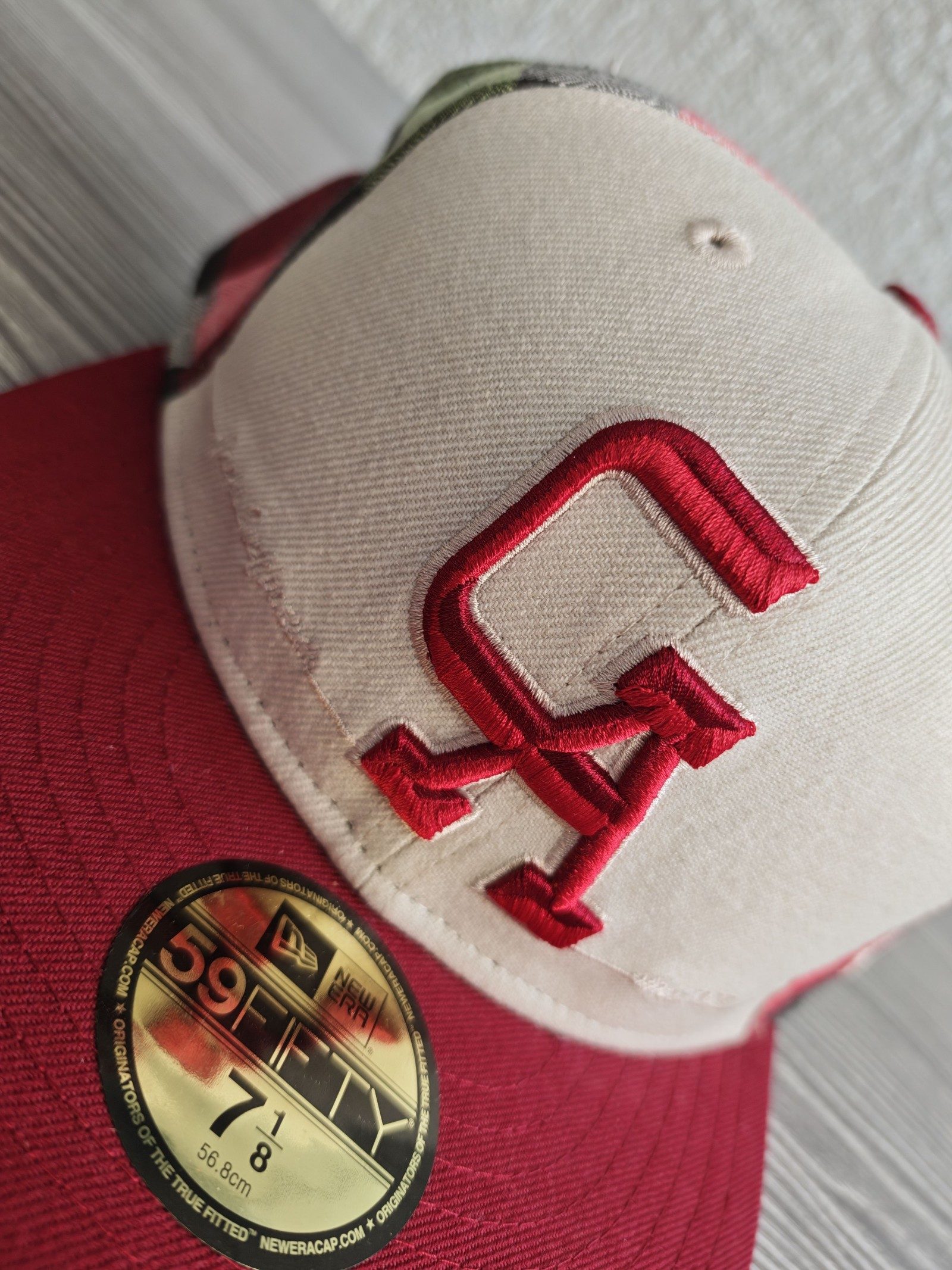 New Era Red & Cream CA Logo 59FIFTY Fitted Cap 7 1/8 image 2