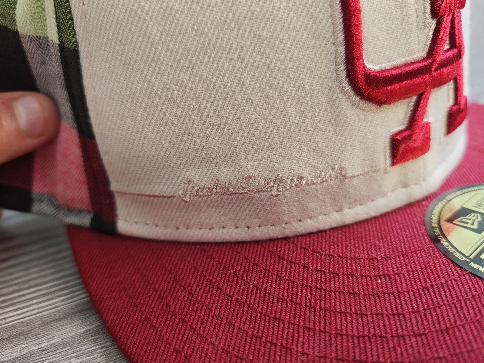 New Era Red & Cream CA Logo 59FIFTY Fitted Cap 7 1/8 image 3