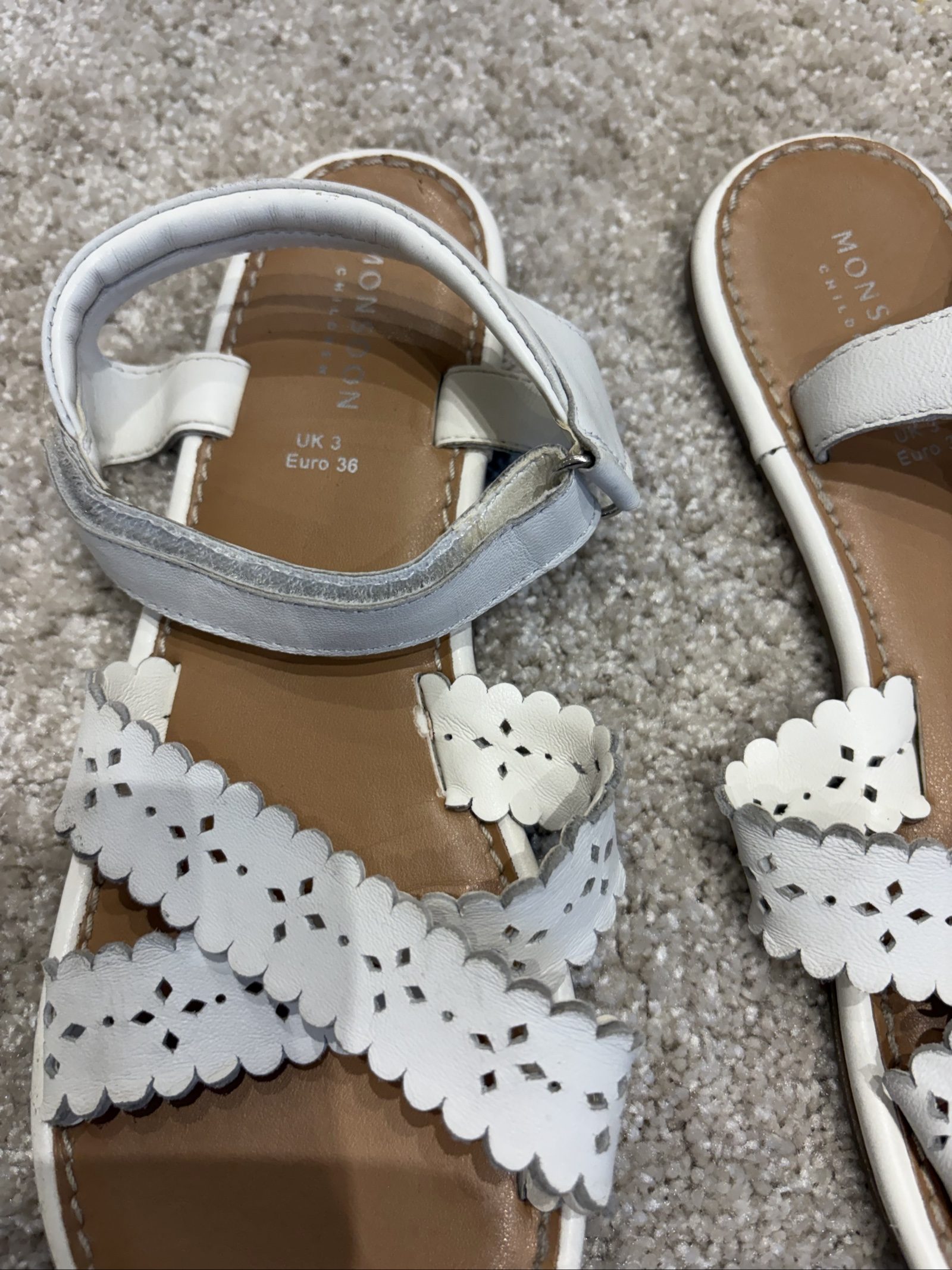 Monsoon White Scalloped Strap Sandals UK 3 image 2