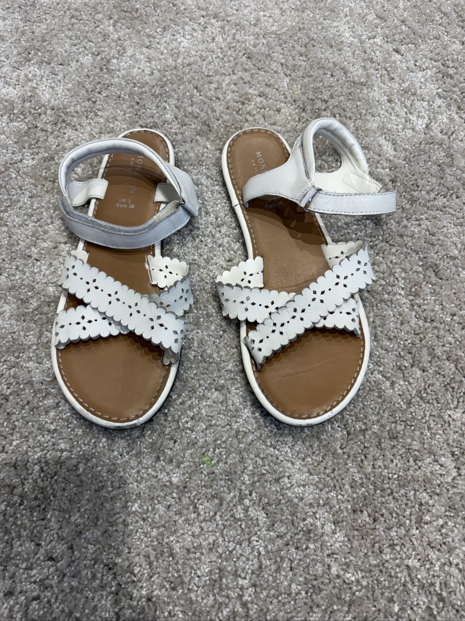 Monsoon White Scalloped Strap Sandals UK 3